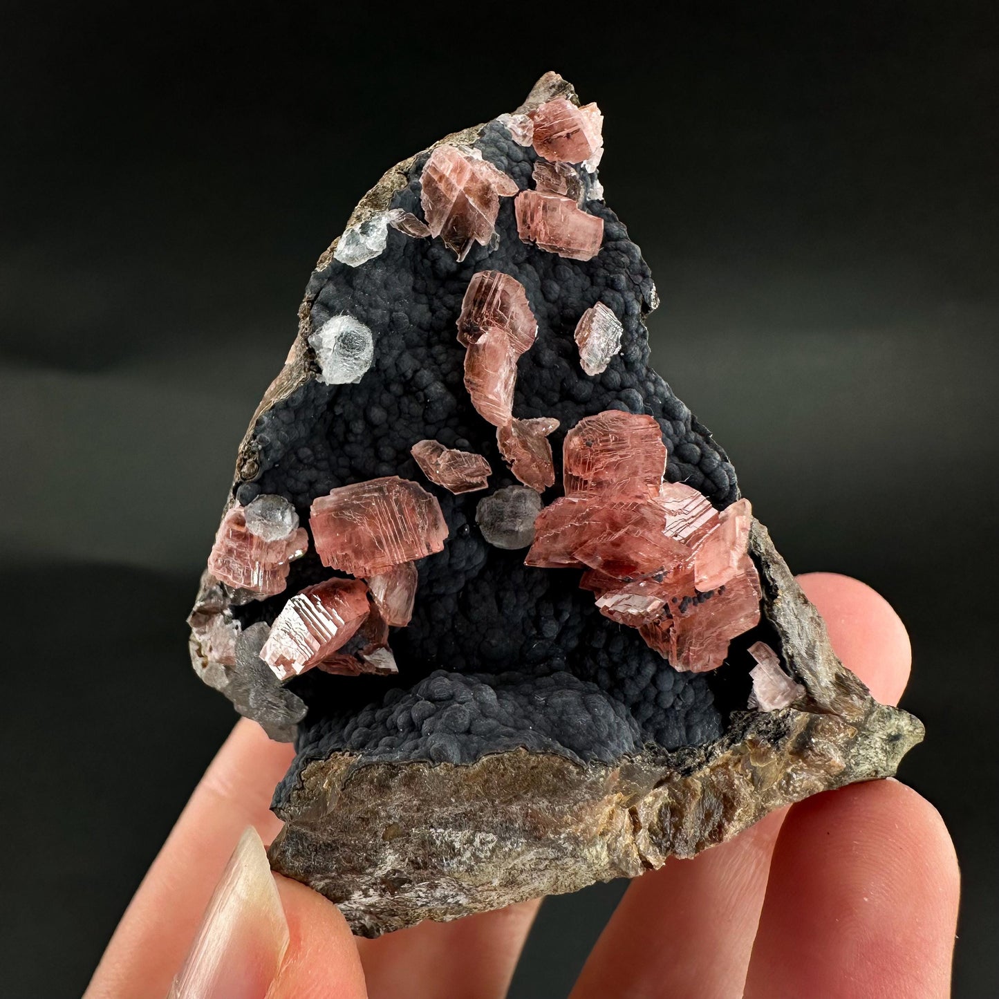 Rhodochrosite with Calcite & Goethite | natural crystal, rare mineral specimen from Peru