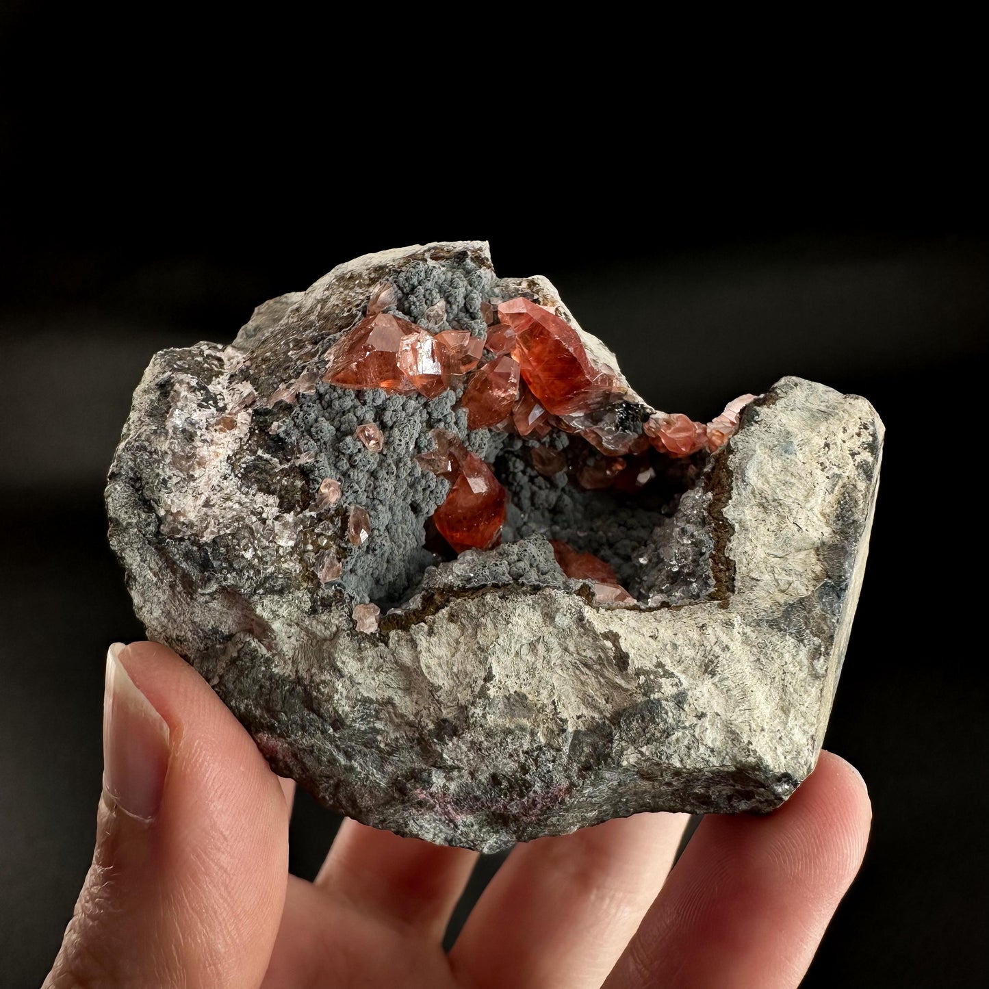 Rhodochrosite with Calcite & Goethite | natural crystal, rare mineral specimen from Peru