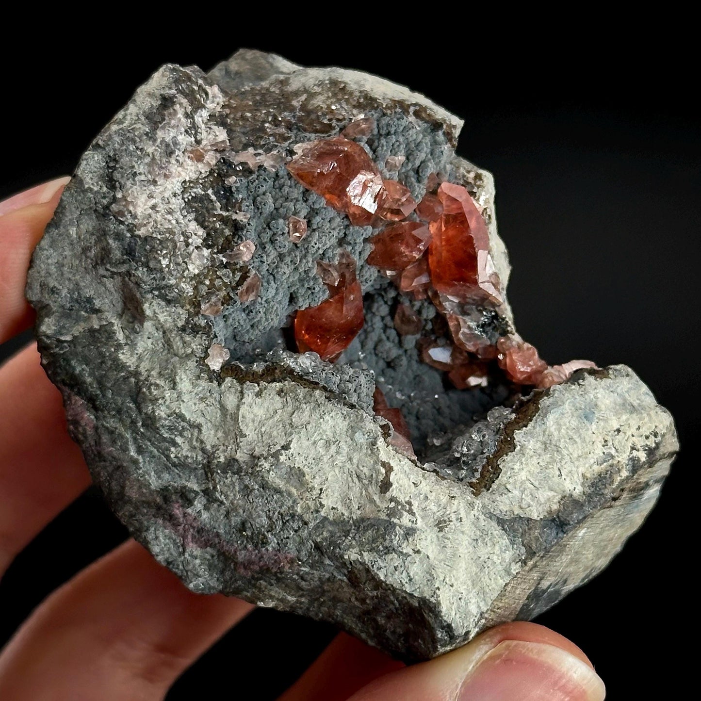 Rhodochrosite with Calcite & Goethite | natural crystal, rare mineral specimen from Peru