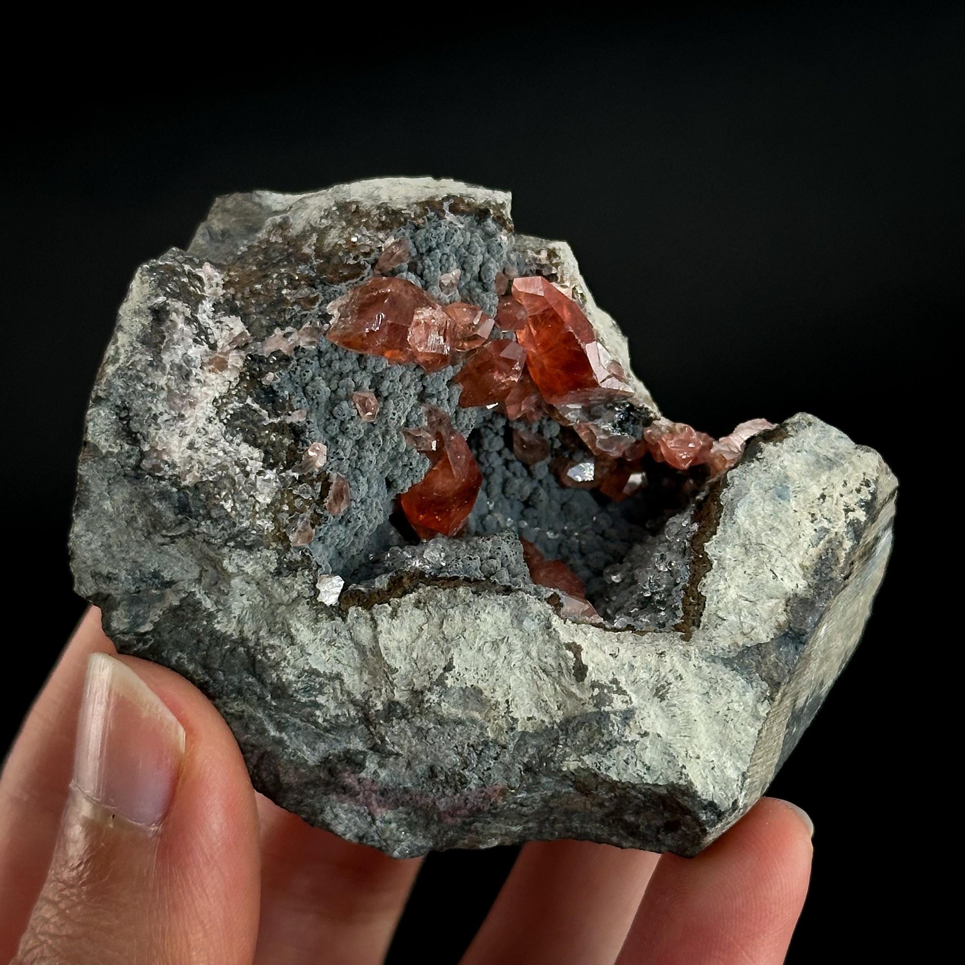 Rhodochrosite with Calcite & Goethite | natural crystal, rare mineral specimen from Peru