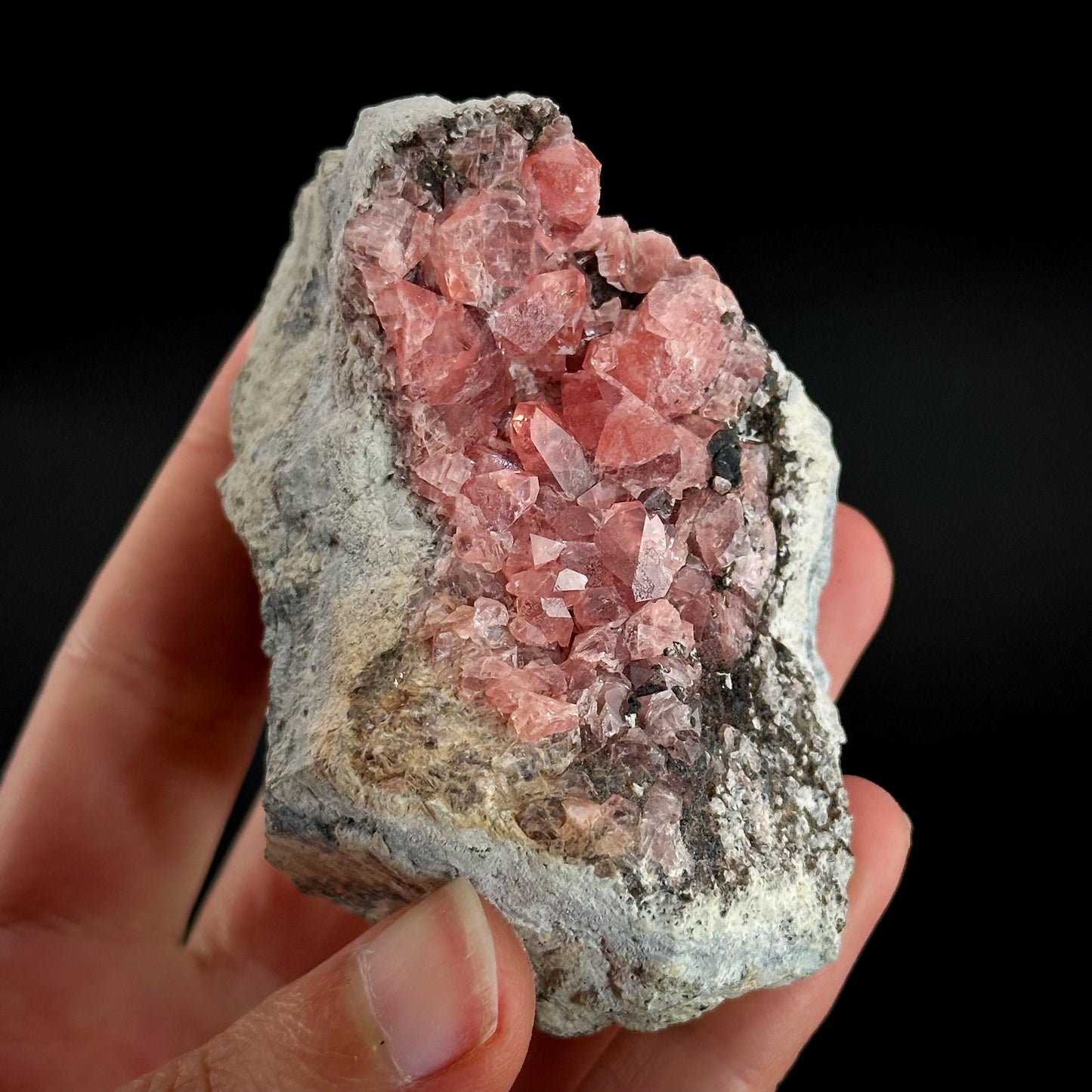 Rhodochrosite on Matrix | natural rhodochrosite crystal, rare mineral specimen from Peru