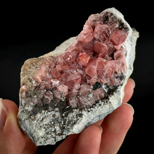 Rhodochrosite on Matrix | natural rhodochrosite crystal, rare mineral specimen from Peru