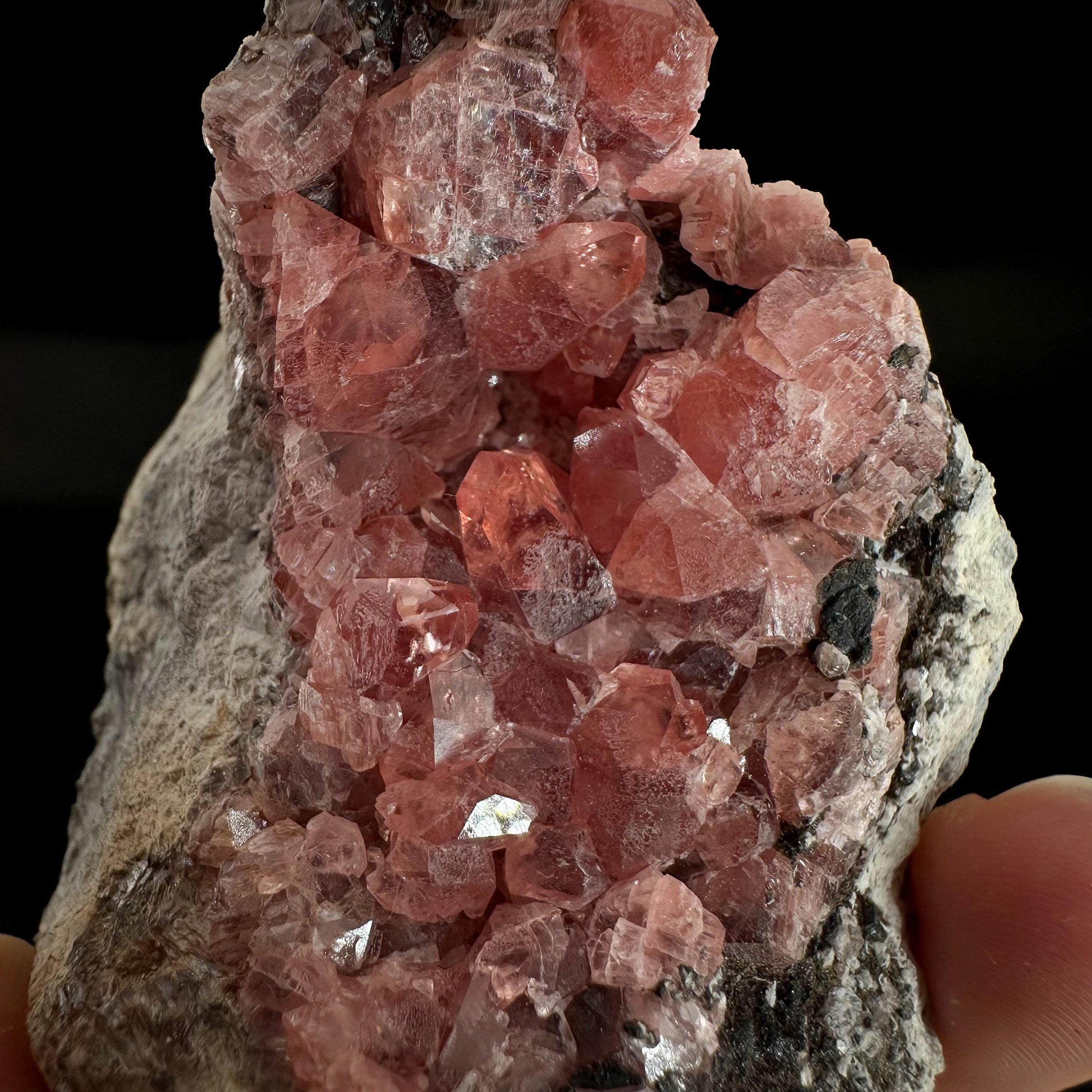 Rhodochrosite on Matrix | natural rhodochrosite crystal, rare mineral specimen from Peru