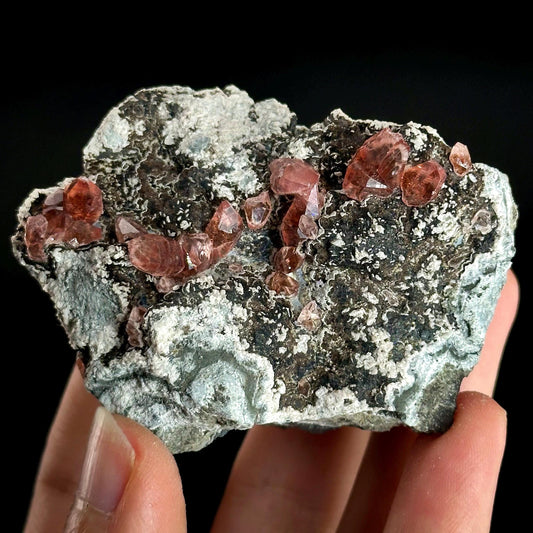 Rhodochrosite on Matrix | natural rhodochrosite crystal, rare mineral specimen from Peru