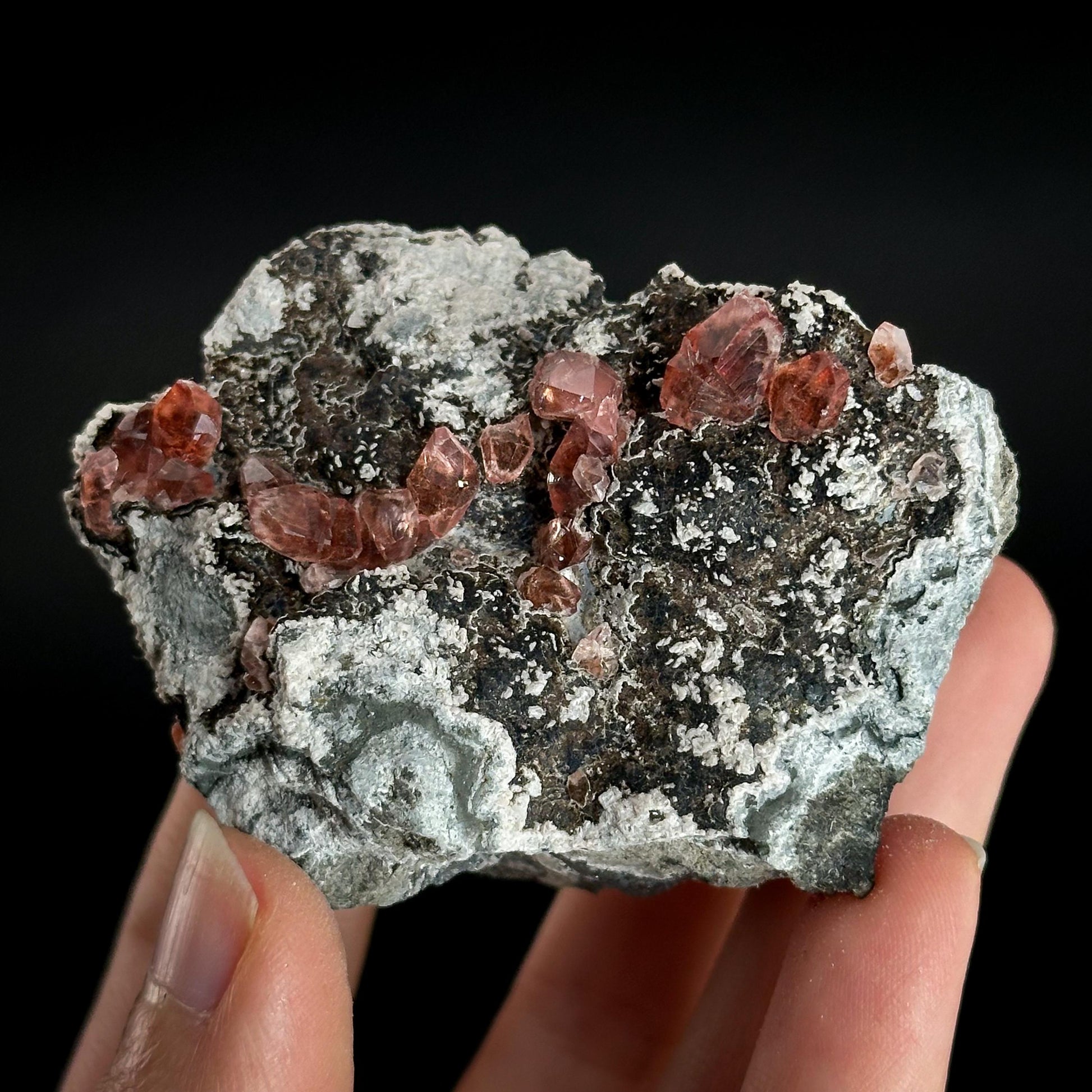Rhodochrosite on Matrix | natural rhodochrosite crystal, rare mineral specimen from Peru