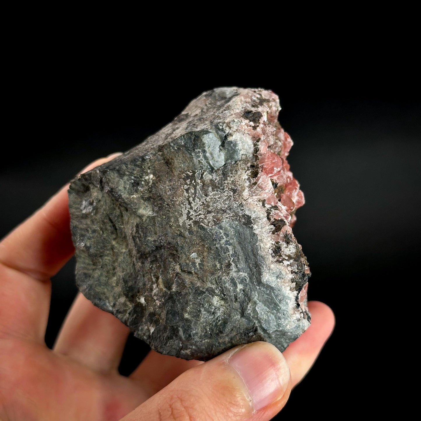 Rhodochrosite on Matrix | natural rhodochrosite crystal, rare mineral specimen from Peru