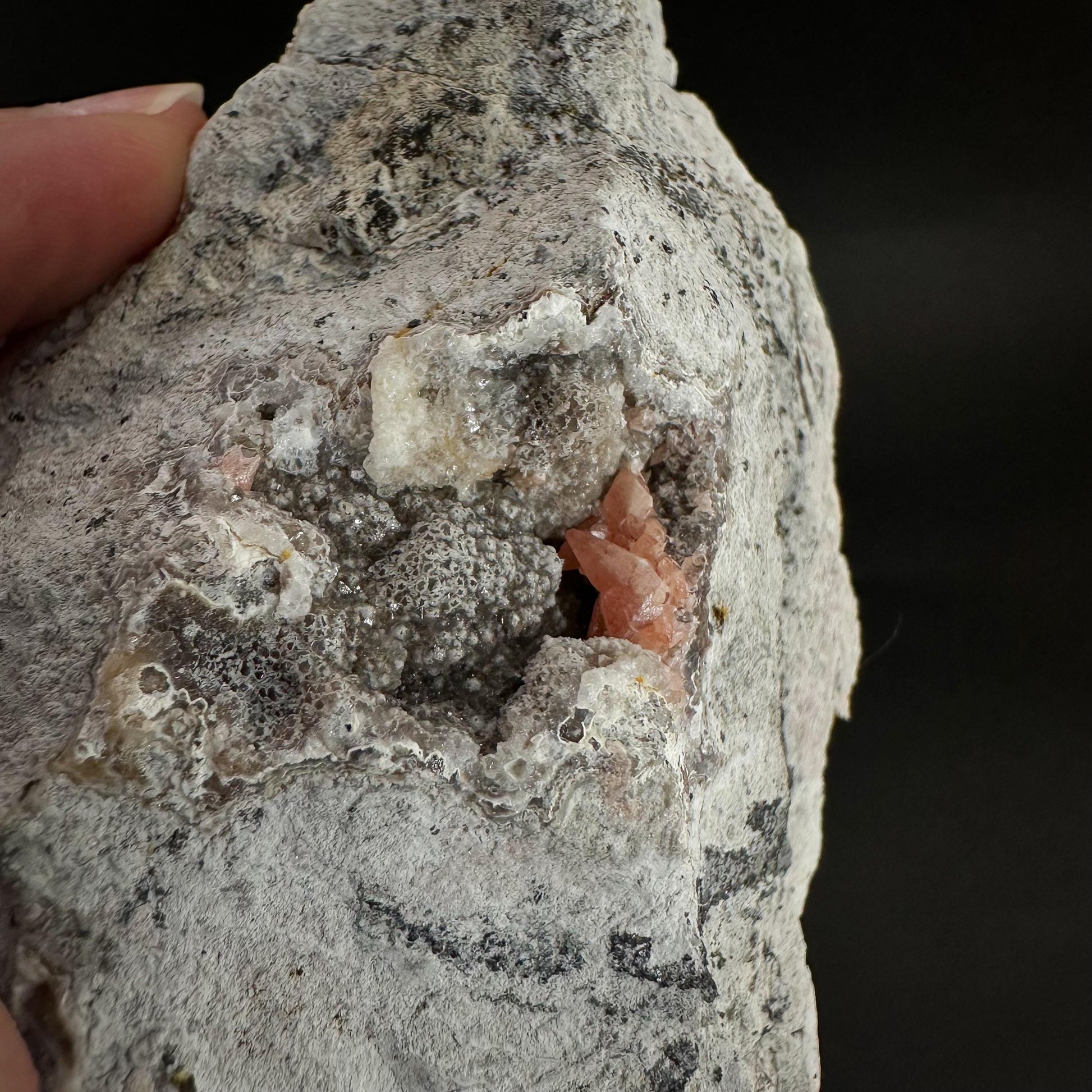 Rhodochrosite on Matrix | natural rhodochrosite crystal, rare mineral specimen from Peru