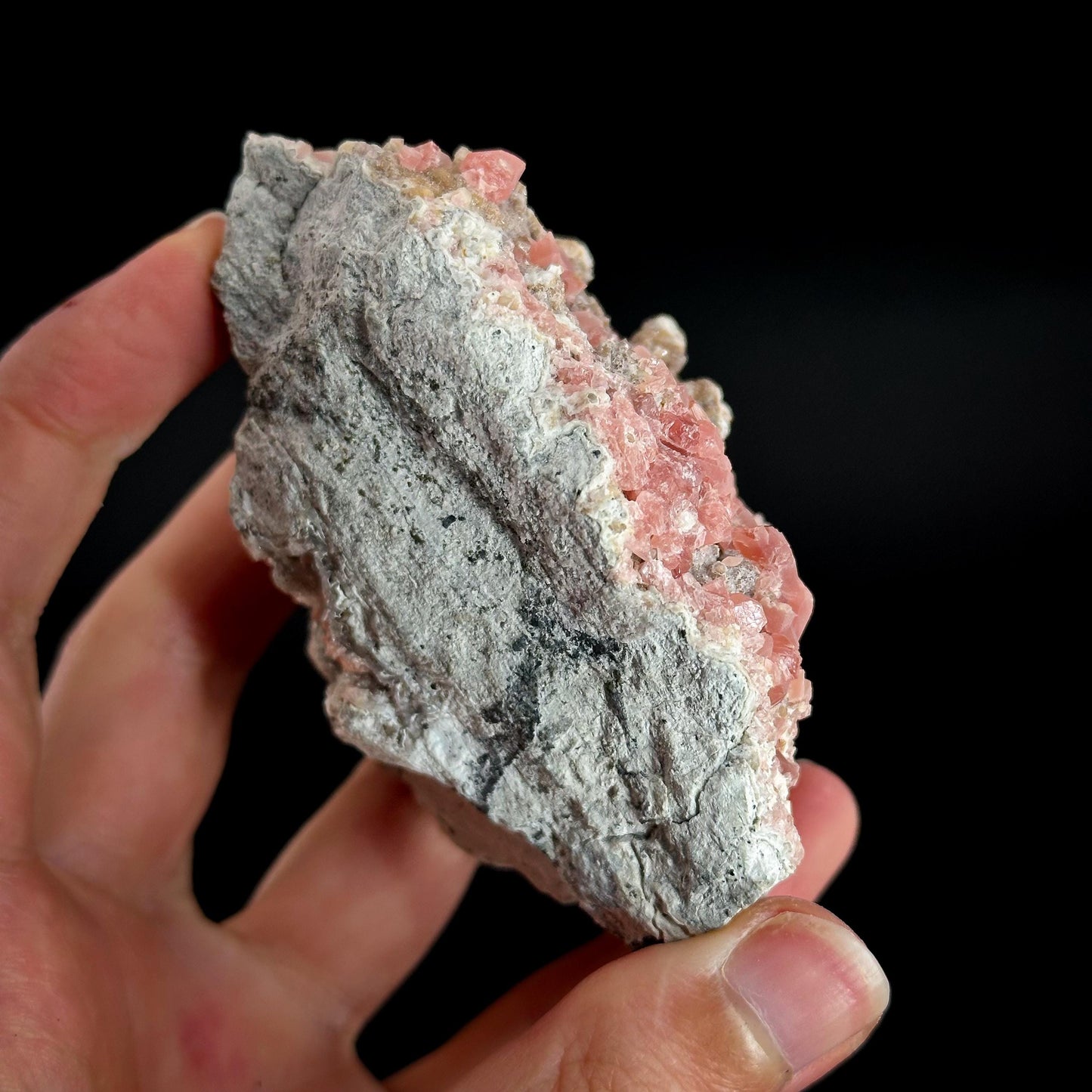 Rhodochrosite on Matrix | natural rhodochrosite crystal, rare mineral specimen from Peru