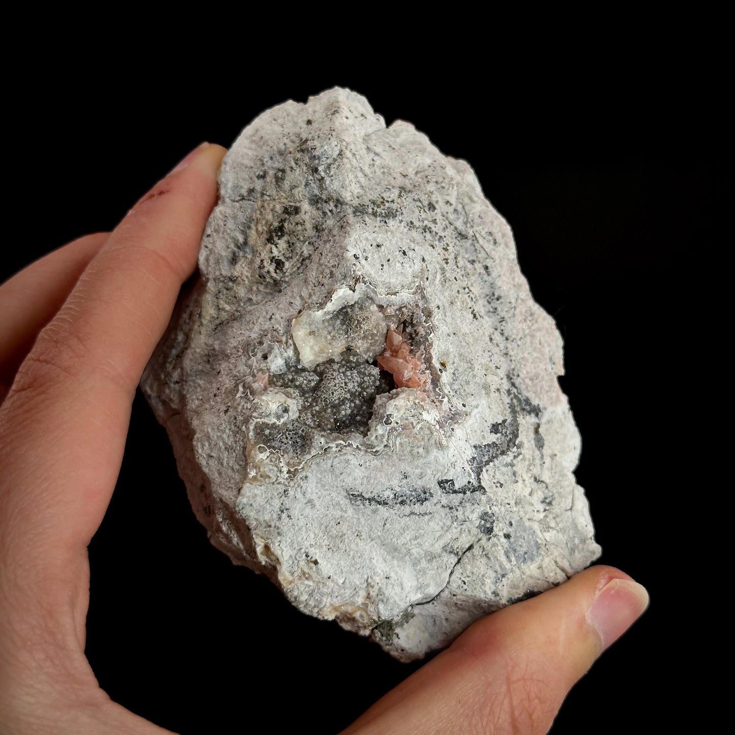 Rhodochrosite on Matrix | natural rhodochrosite crystal, rare mineral specimen from Peru