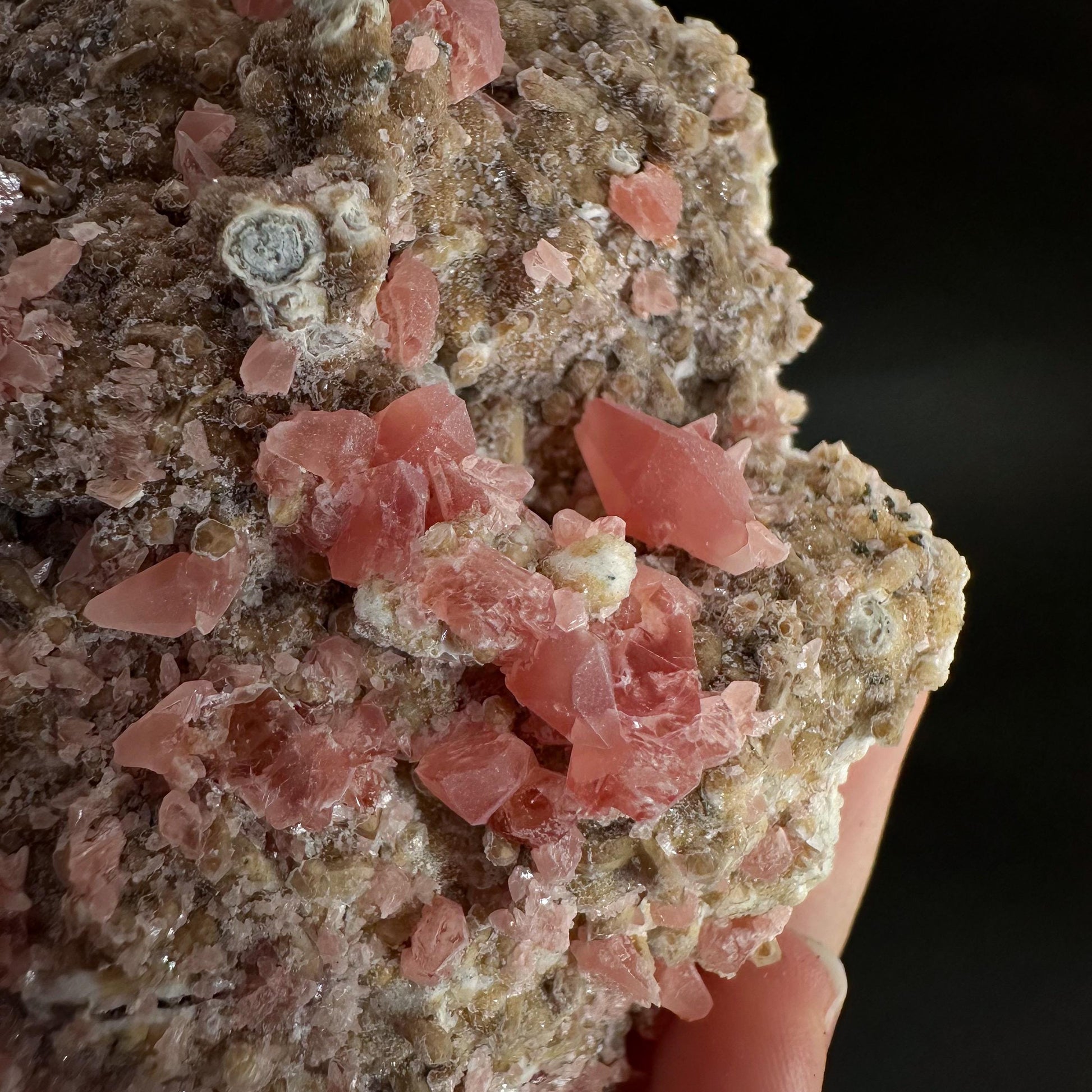 Rhodochrosite on Matrix | natural rhodochrosite crystal, rare mineral specimen from Peru