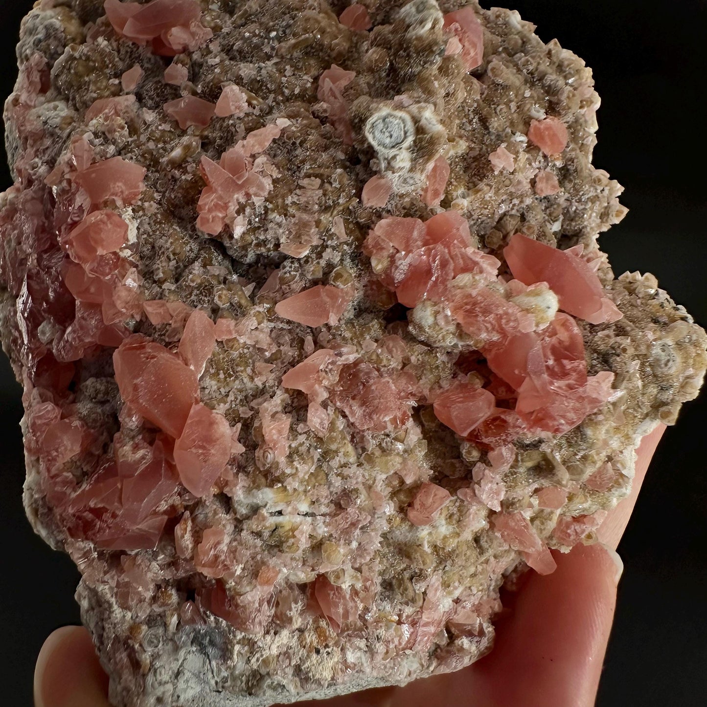Rhodochrosite on Matrix | natural rhodochrosite crystal, rare mineral specimen from Peru