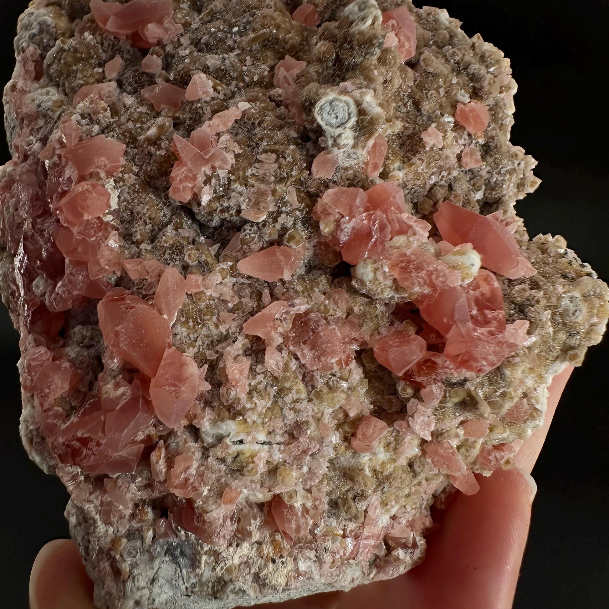 Rhodochrosite on Matrix | natural rhodochrosite crystal, rare mineral specimen from Peru