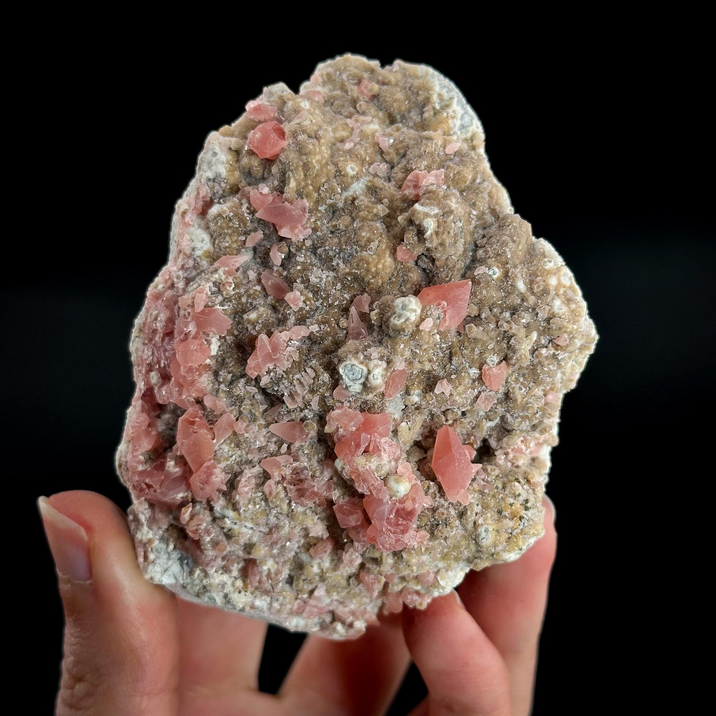 Rhodochrosite on Matrix | natural rhodochrosite crystal, rare mineral specimen from Peru