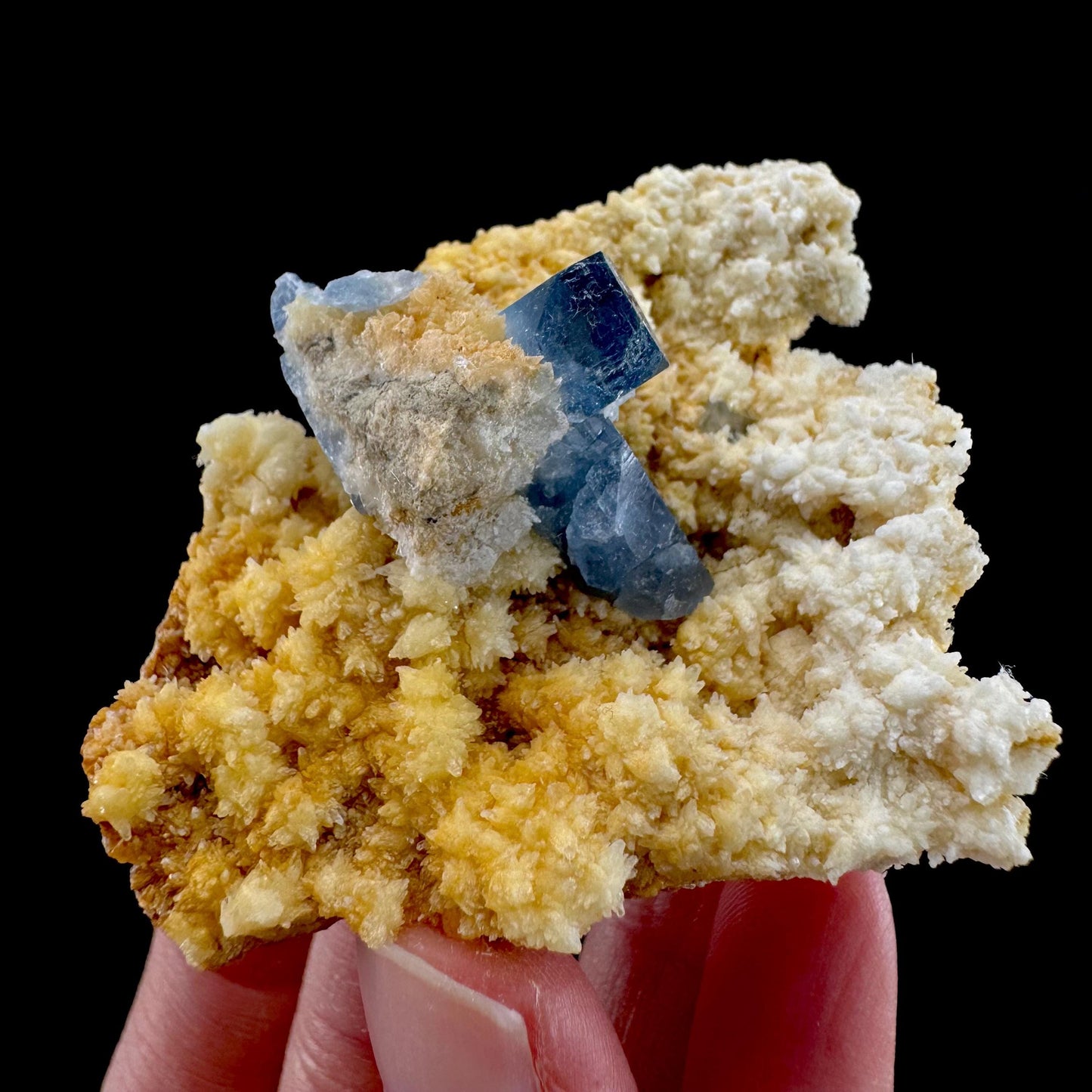 Celestite on Calcite | raw blue celestine crystal cluster, natural mineral specimen