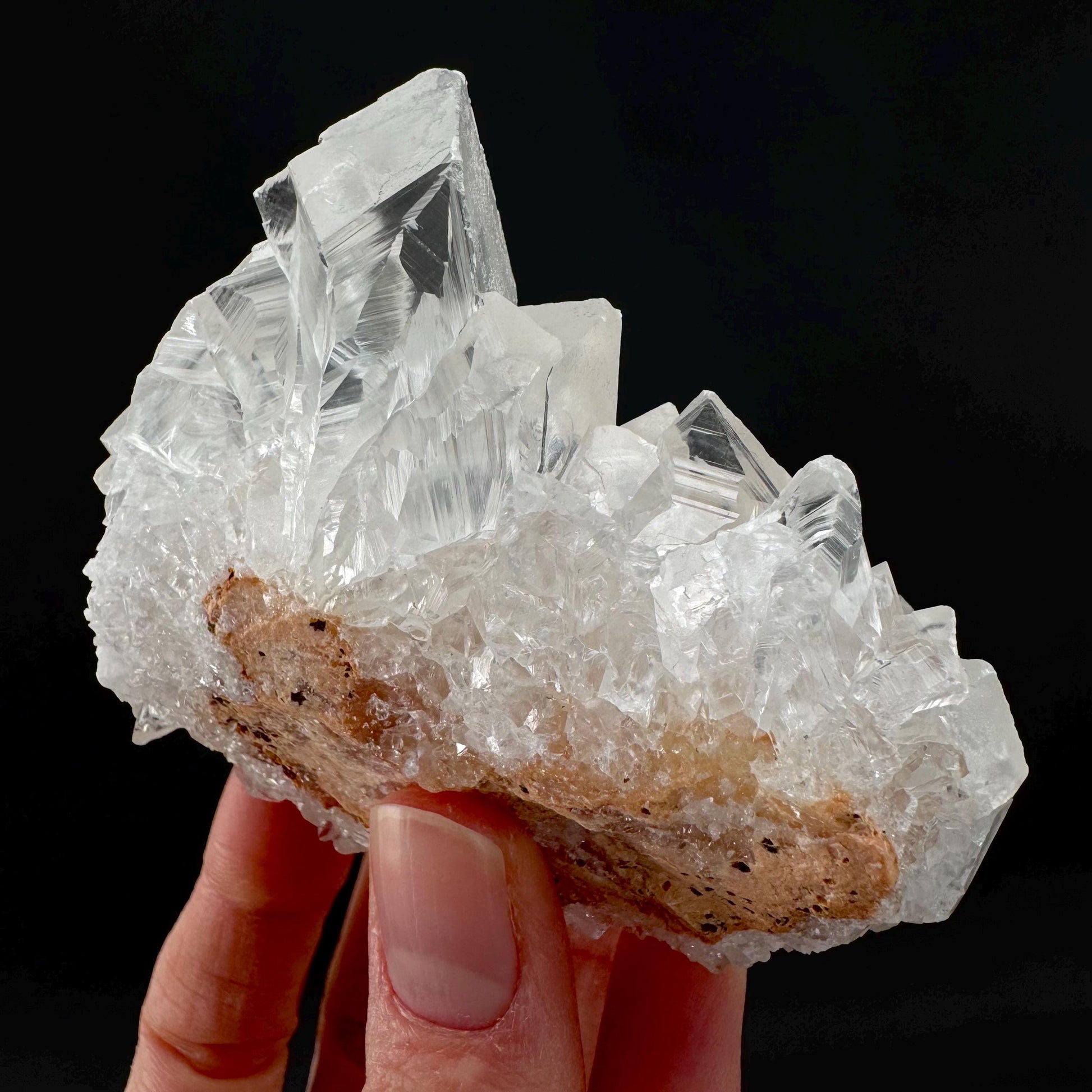Ice Calcite | clear crystal cluster, raw natural mineral specimen