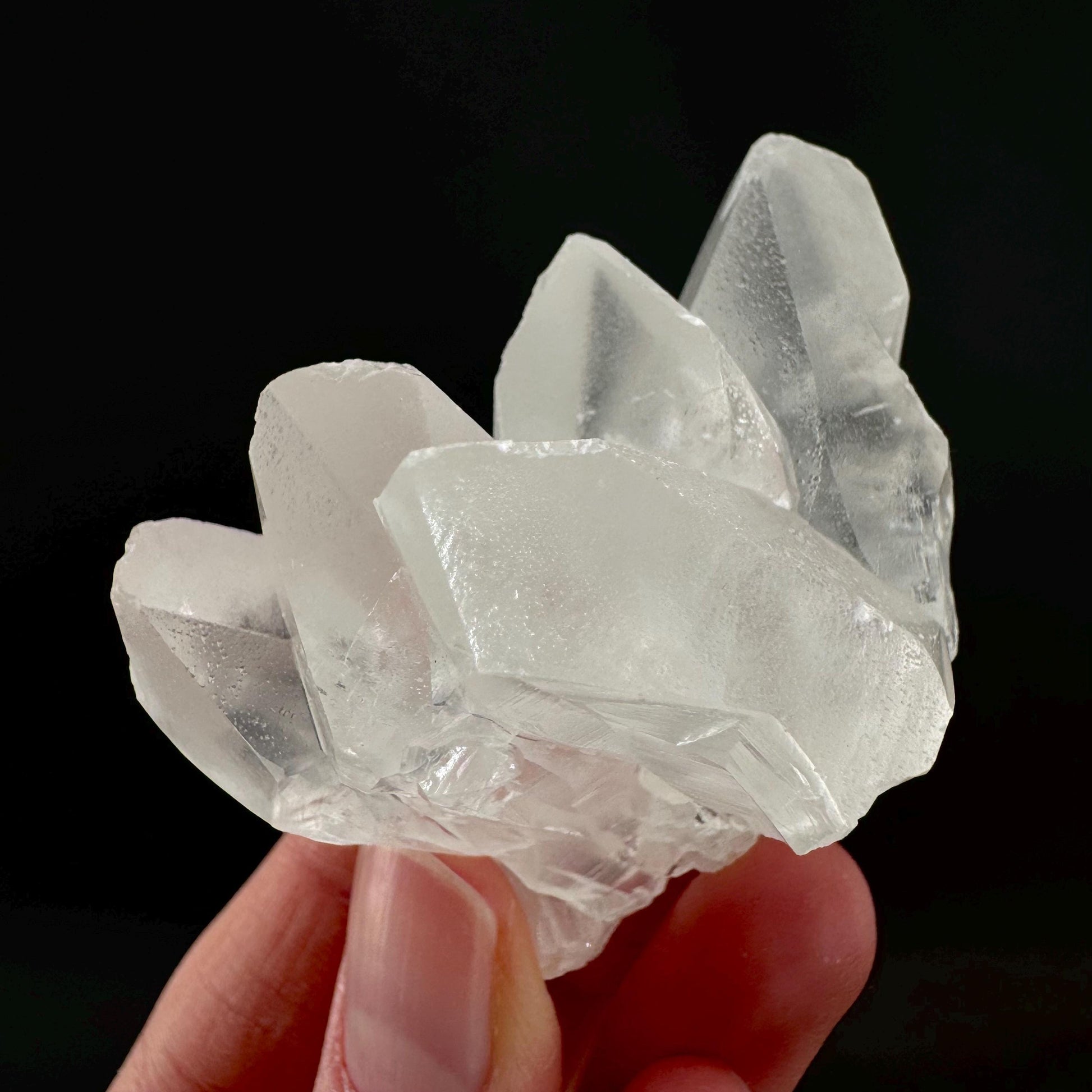 Ice Calcite | clear crystal cluster, raw natural mineral specimen