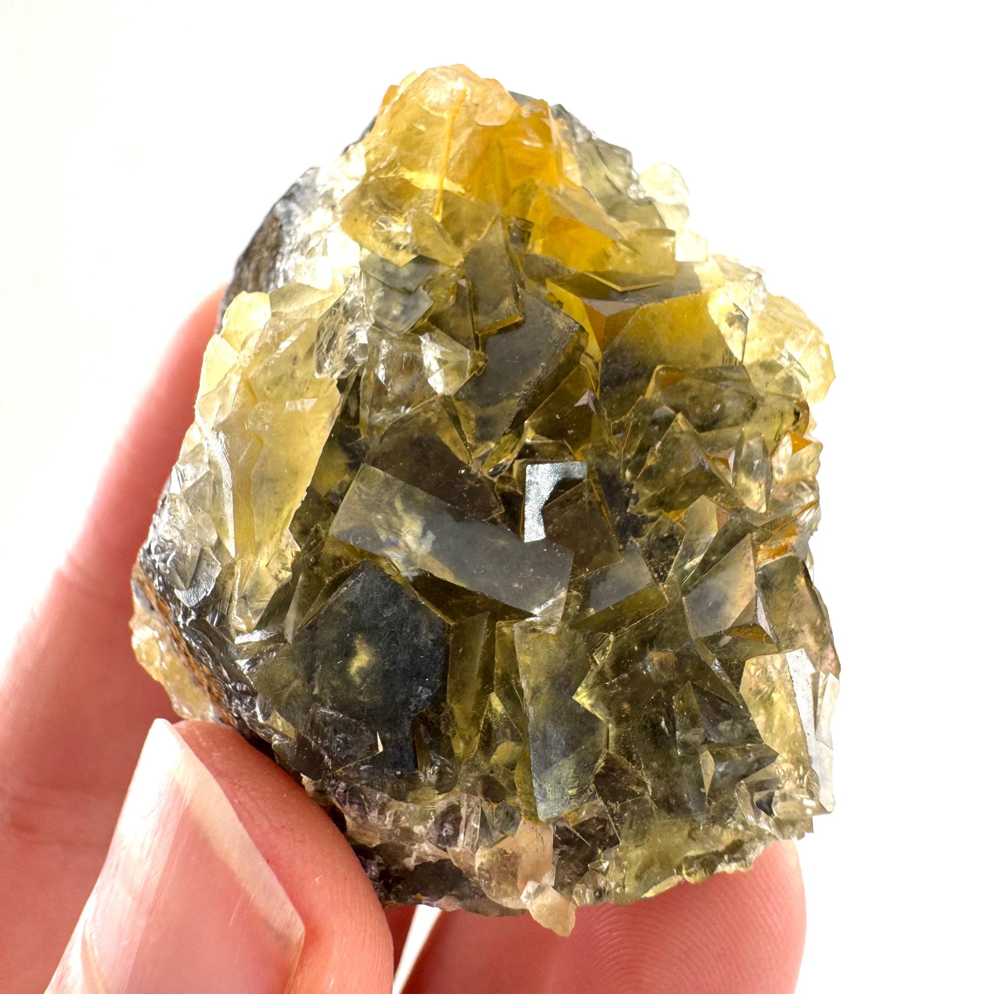 Okorusu Fluorite | “Honey Pocket” yellow crystal cluster, mineral specimen from Namibia