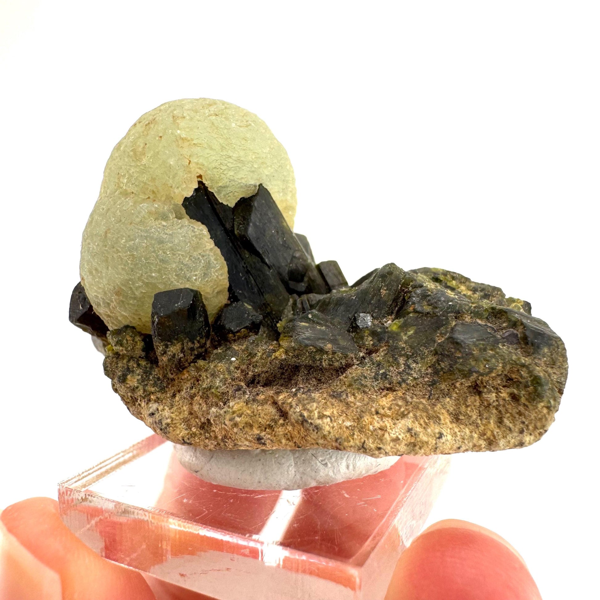 Prehnite with Epidote | Botryoidal green crystal, mineral specimen from Mali