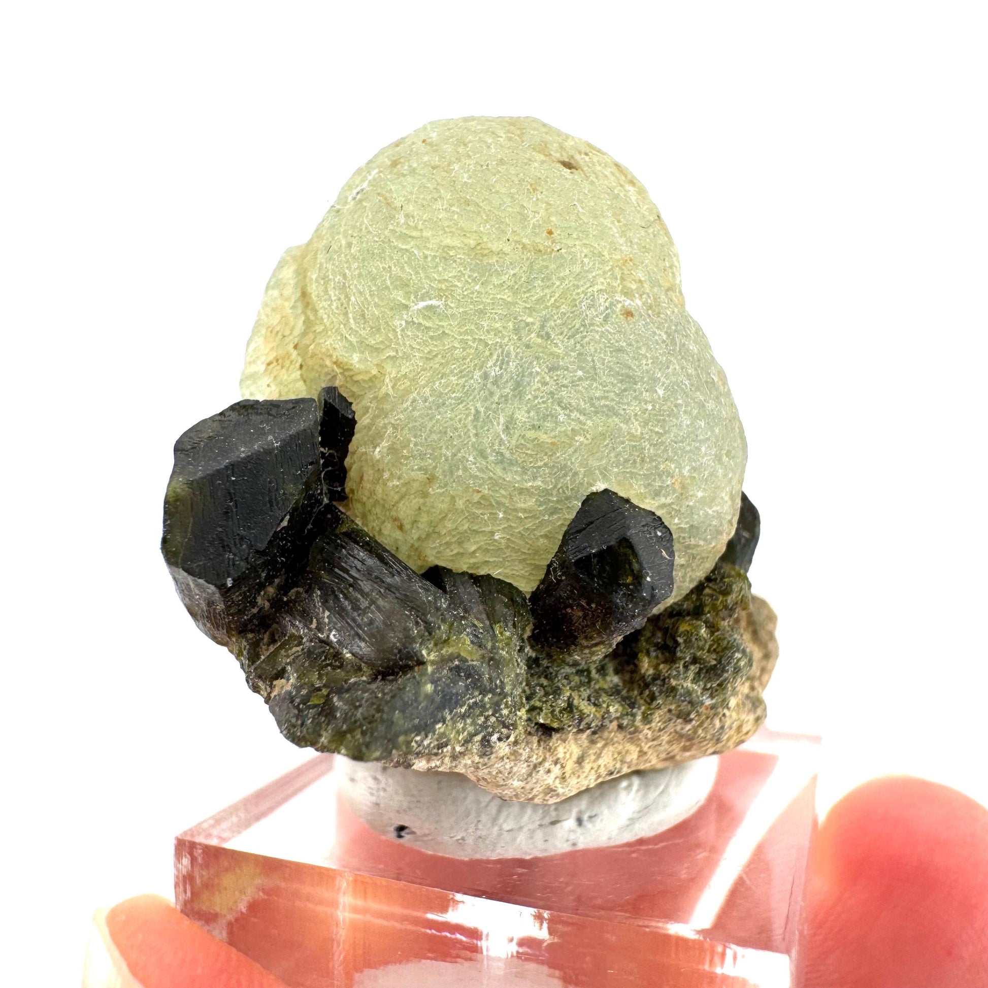 Prehnite with Epidote | Botryoidal green crystal, mineral specimen from Mali