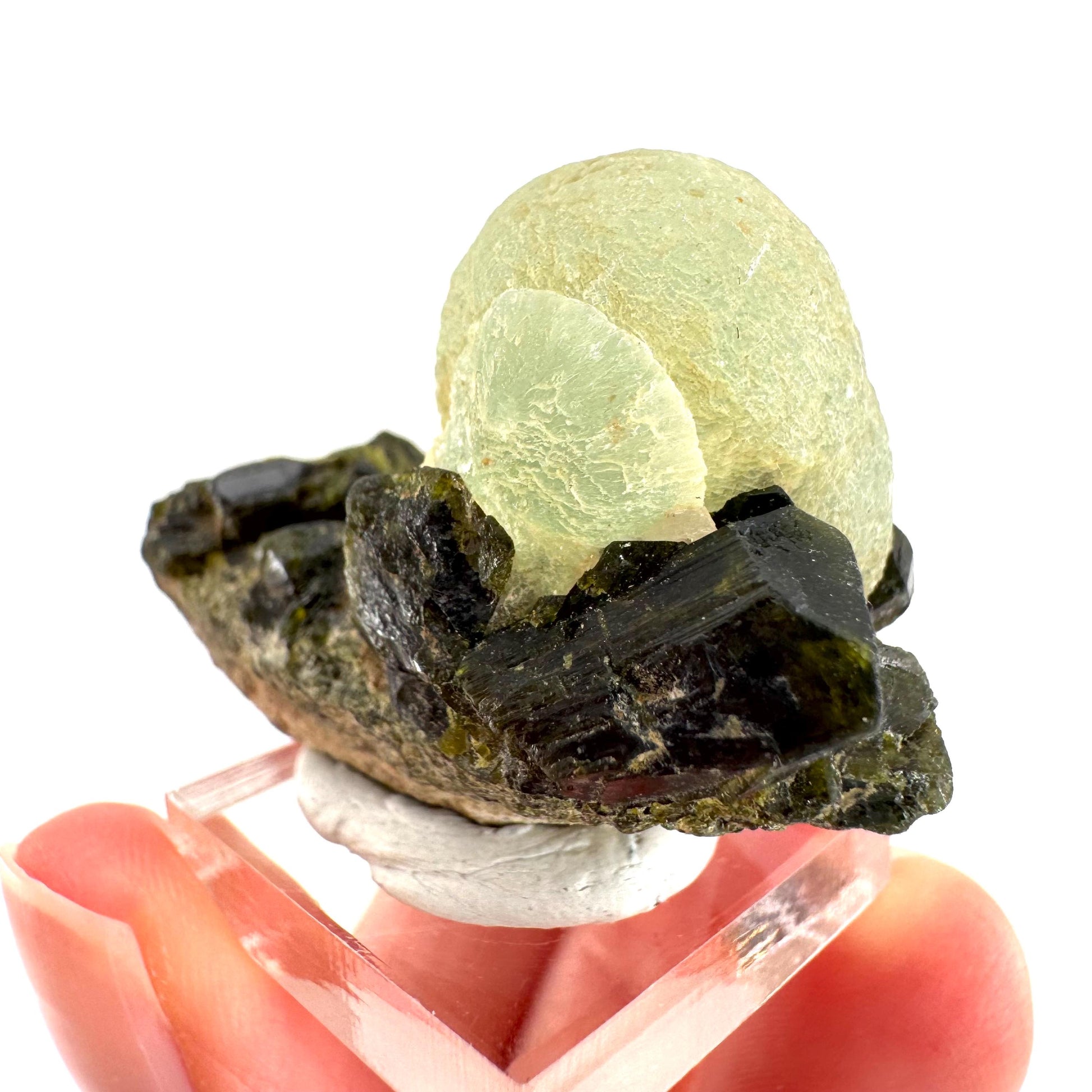 Prehnite with Epidote | Botryoidal green crystal, mineral specimen from Mali