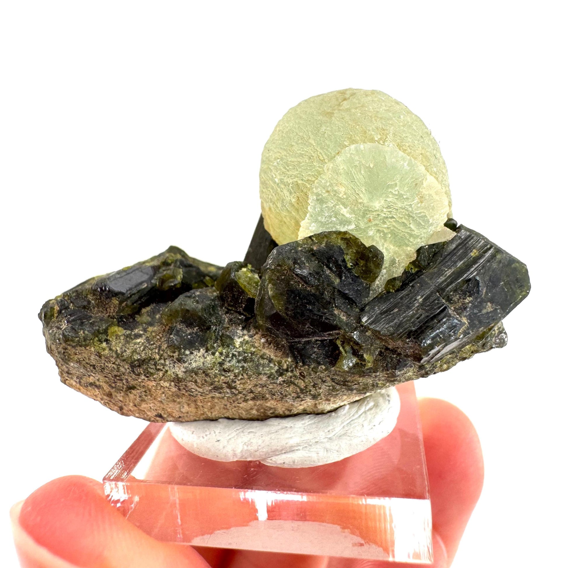 Prehnite with Epidote | Botryoidal green crystal, mineral specimen from Mali