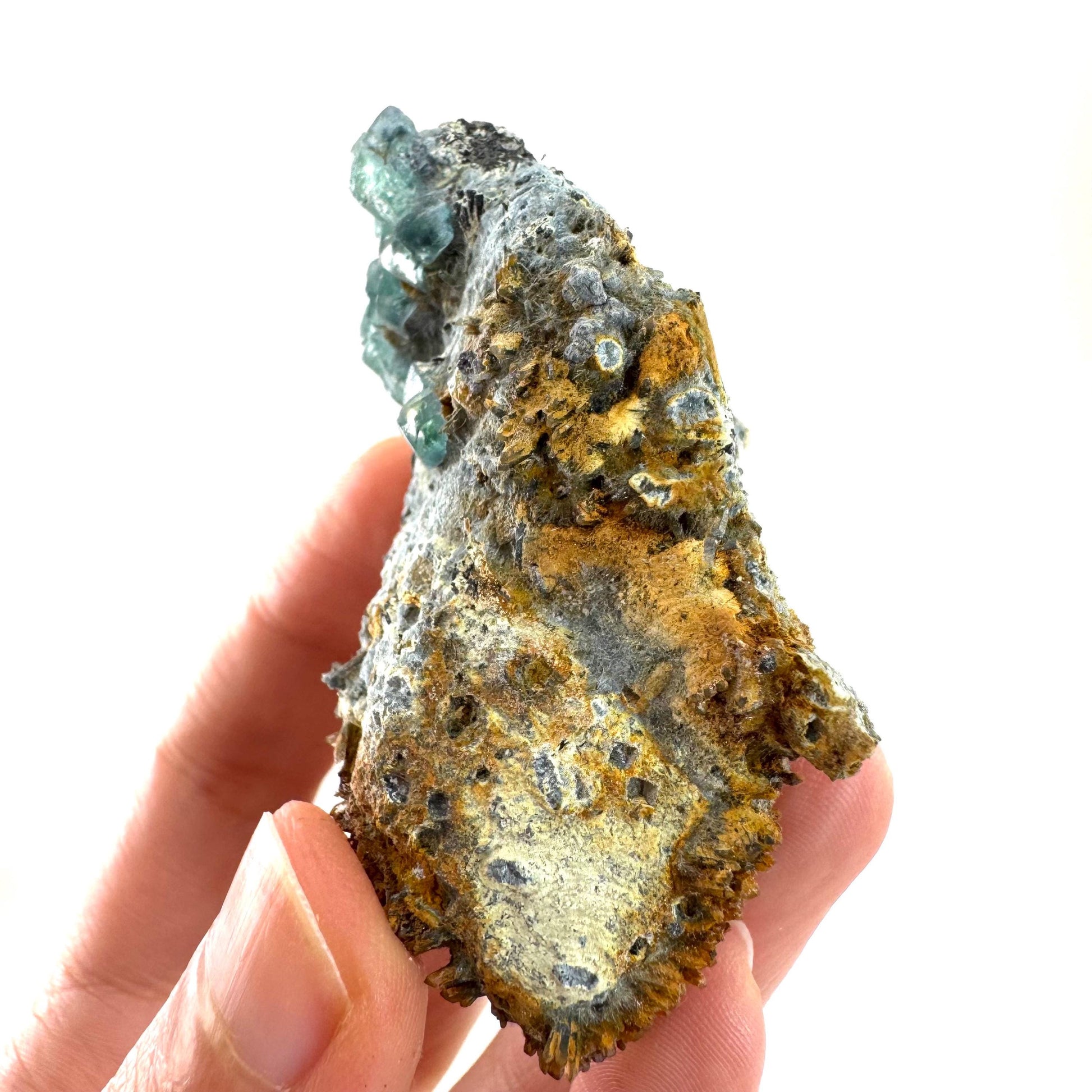 Fluorite, Foitite & Quartz on Feldspar | blue crystal cluster, Erongo mineral specimen