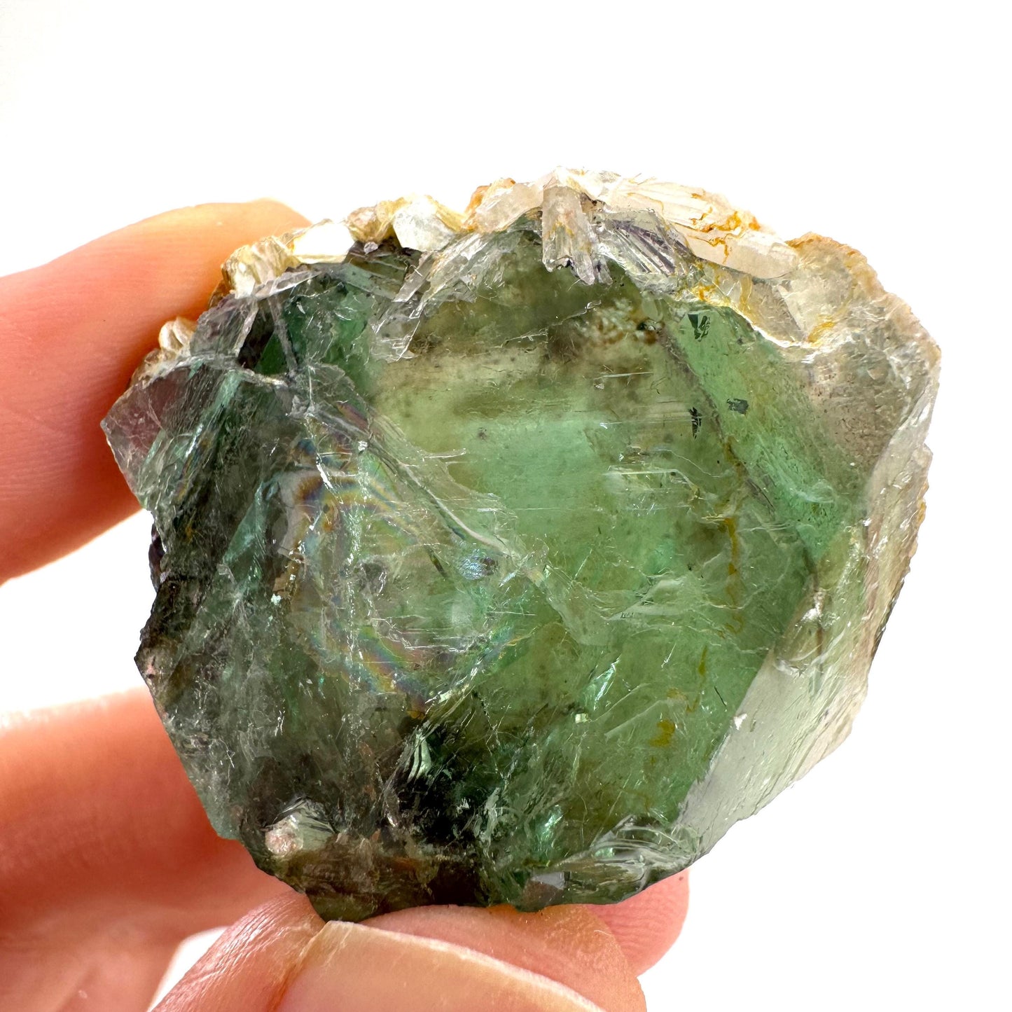 Okorusu Fluorite with Hyalite Opal | green crystal cluster, mineral specimen