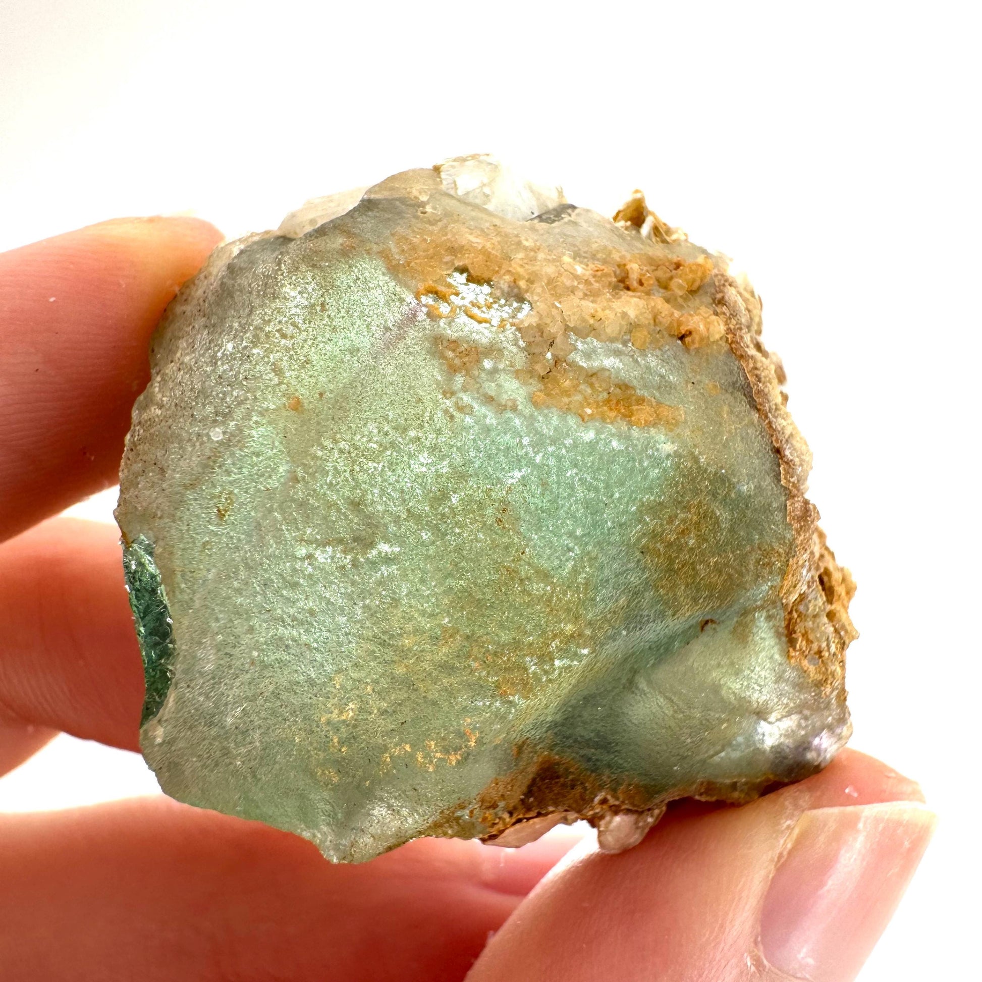 Okorusu Fluorite with Hyalite Opal | green crystal cluster, mineral specimen
