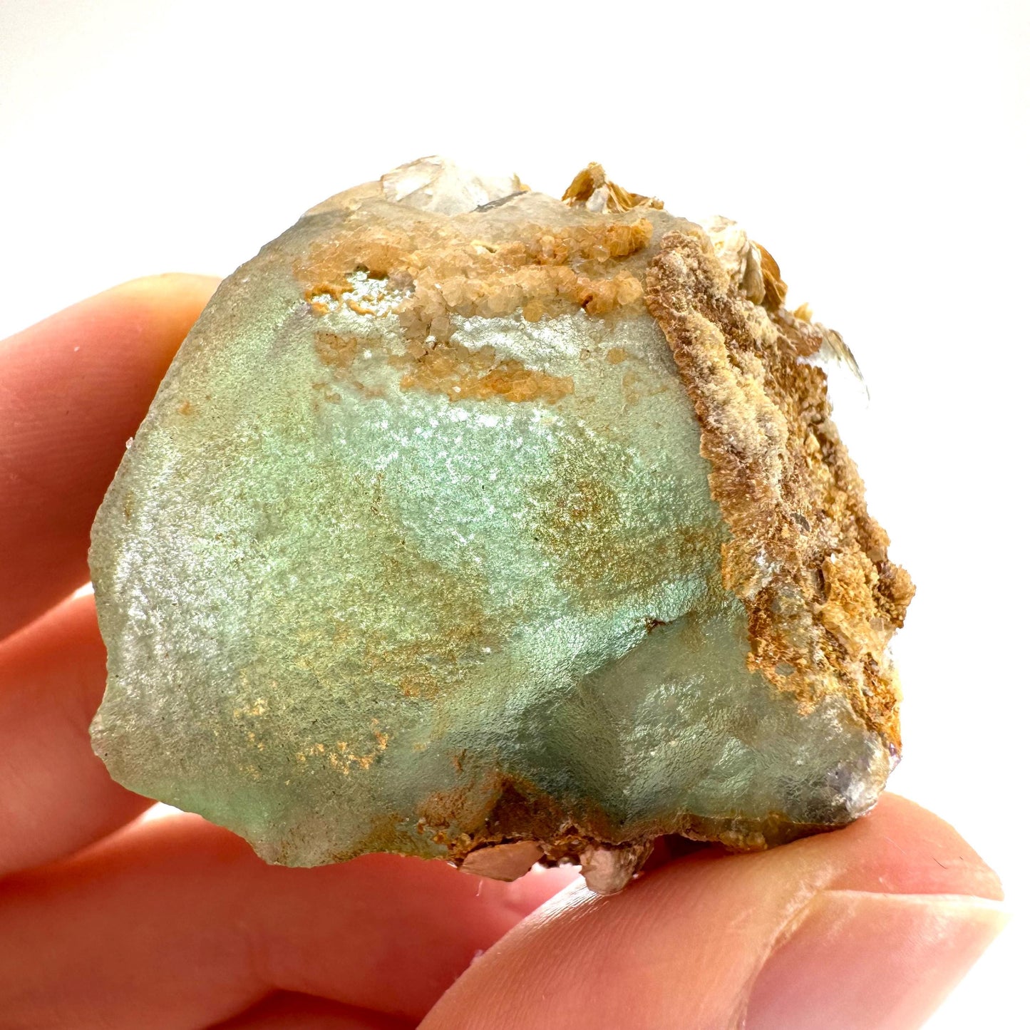 Okorusu Fluorite with Hyalite Opal | green crystal cluster, mineral specimen