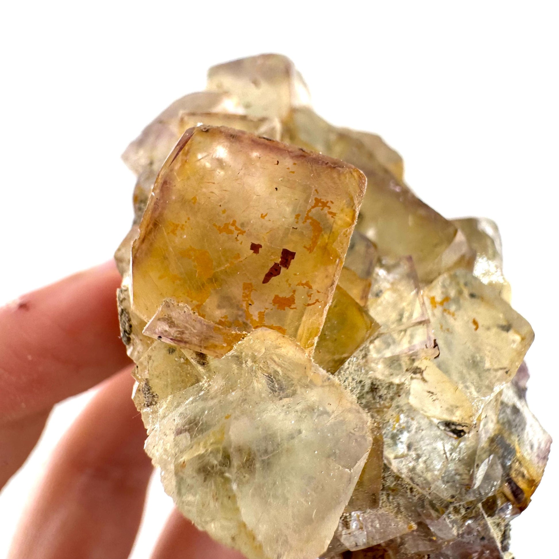 Okorusu Fluorite | yellow & purple crystal cluster, mineral specimen from Namibia