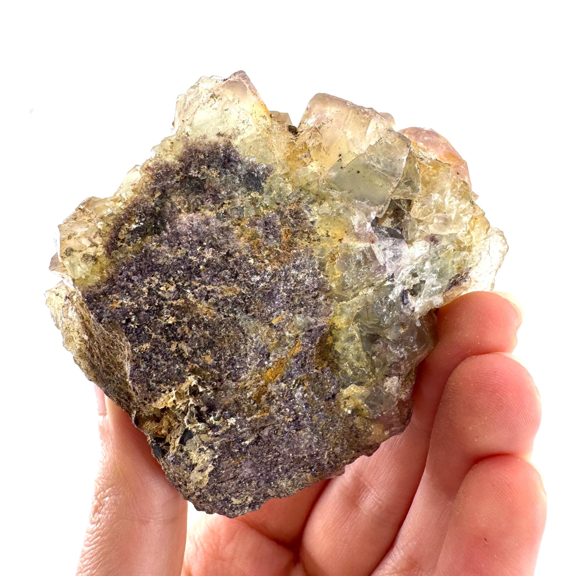 Okorusu Fluorite | yellow & purple crystal cluster, mineral specimen from Namibia