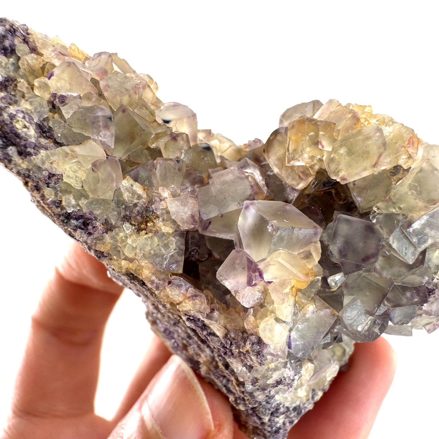 Okorusu Fluorite | colorless & purple crystal cluster, mineral specimen from Namibia