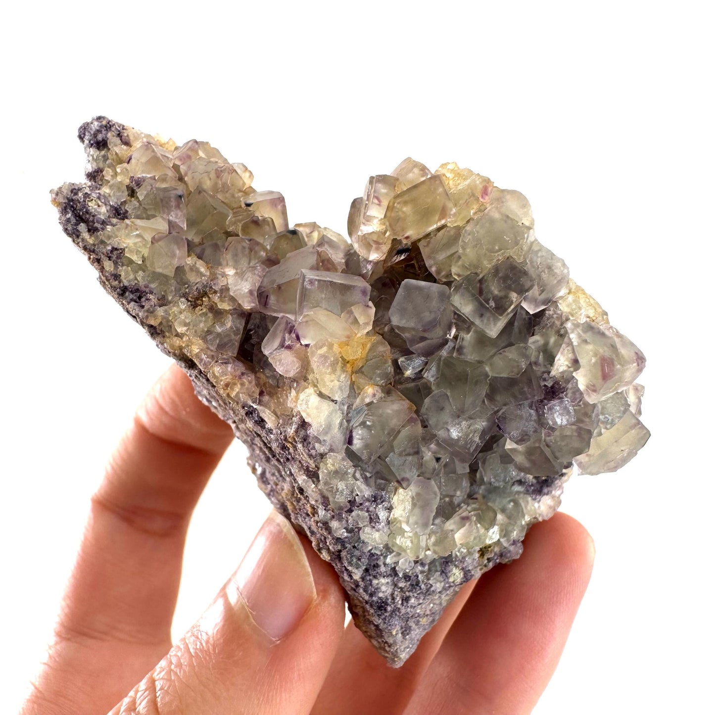 Okorusu Fluorite | colorless & purple crystal cluster, mineral specimen from Namibia