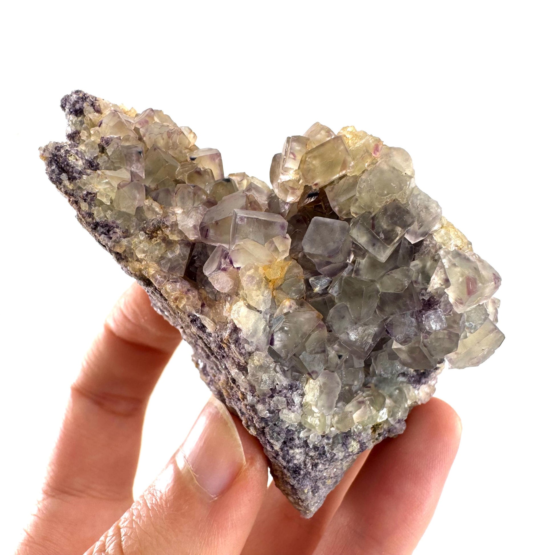 Okorusu Fluorite | colorless & purple crystal cluster, mineral specimen from Namibia
