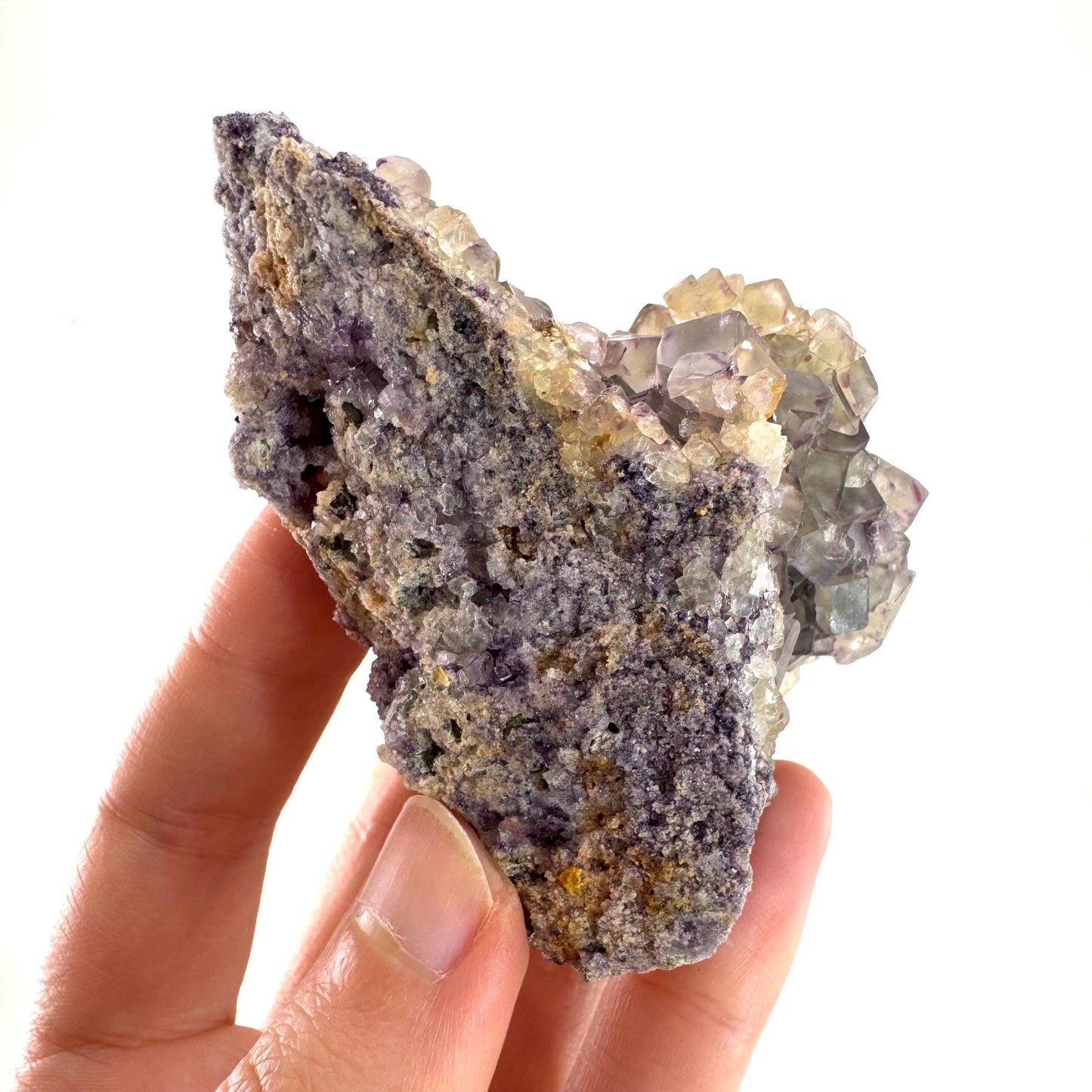 Okorusu Fluorite | colorless & purple crystal cluster, mineral specimen from Namibia