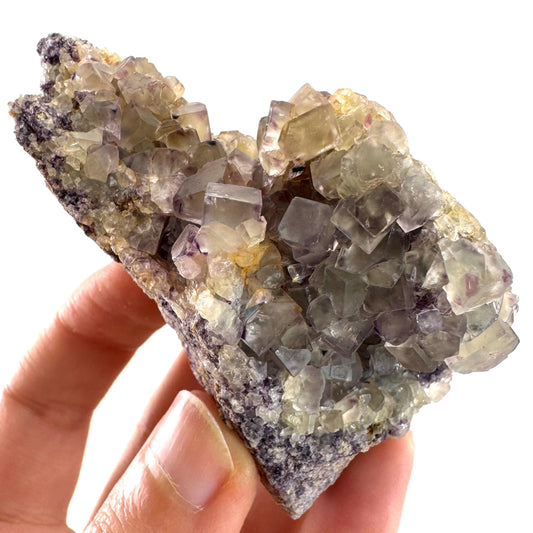 Okorusu Fluorite | colorless & purple crystal cluster, mineral specimen from Namibia