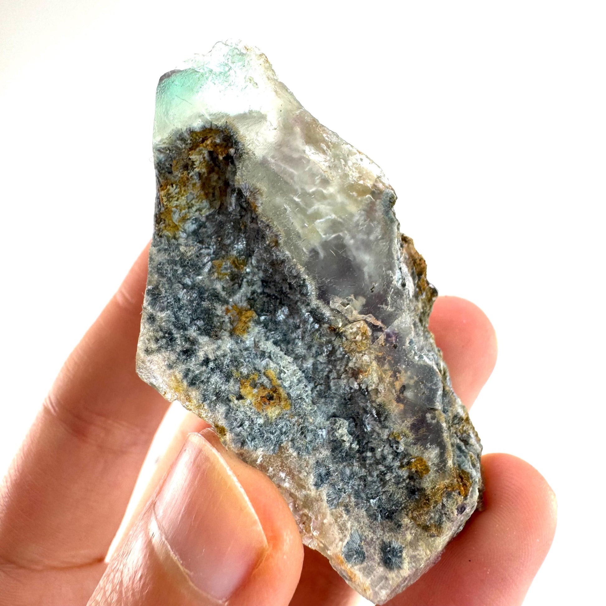 Fluorite w/ Foitite | green-blue crystal cluster, Erongo mineral specimen