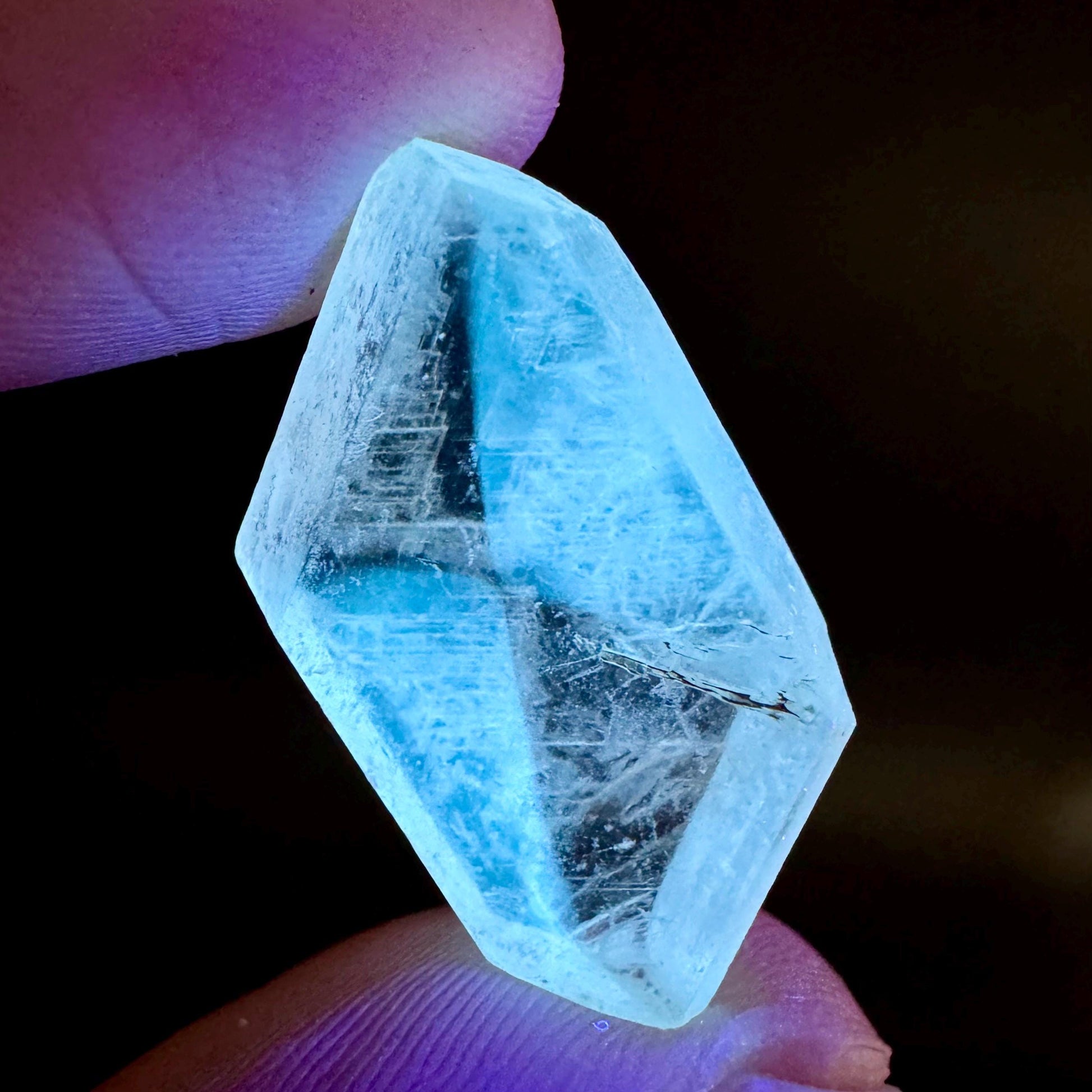 Hourglass Selenite | Phosphorescent UV Reactive Gypsum Crystal from Canada