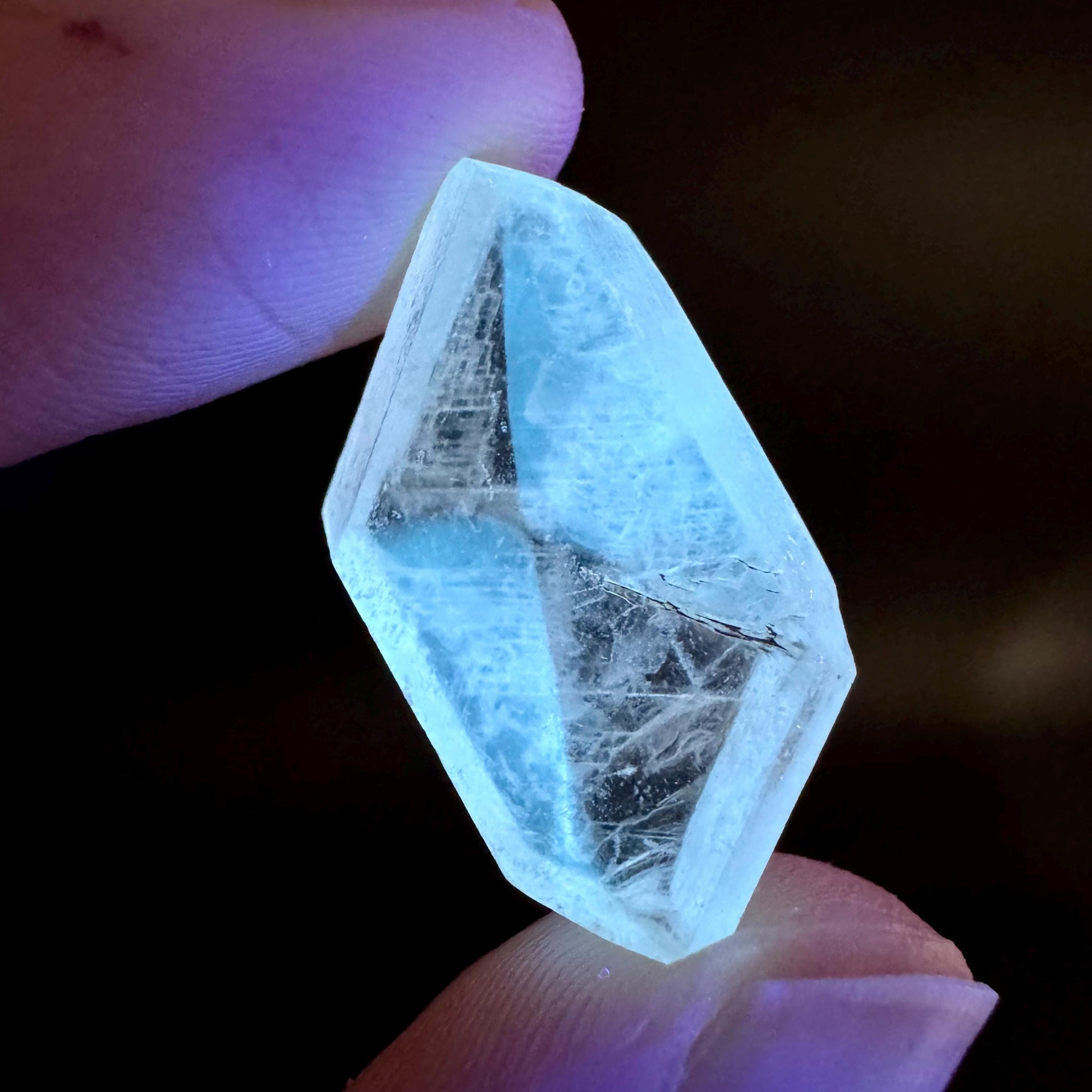 Hourglass Selenite | Phosphorescent UV Reactive Gypsum Crystal from Canada