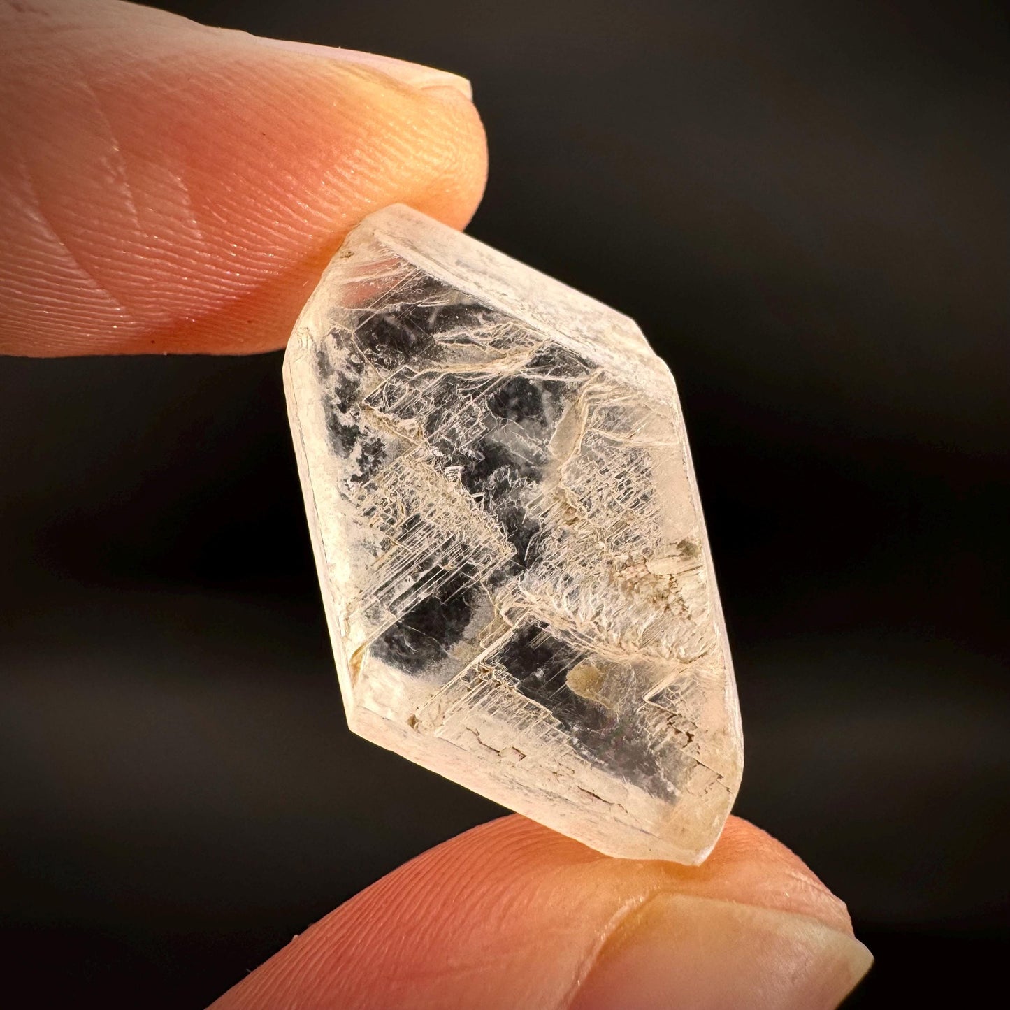 Hourglass Selenite | Phosphorescent UV Reactive Gypsum Crystal from Canada