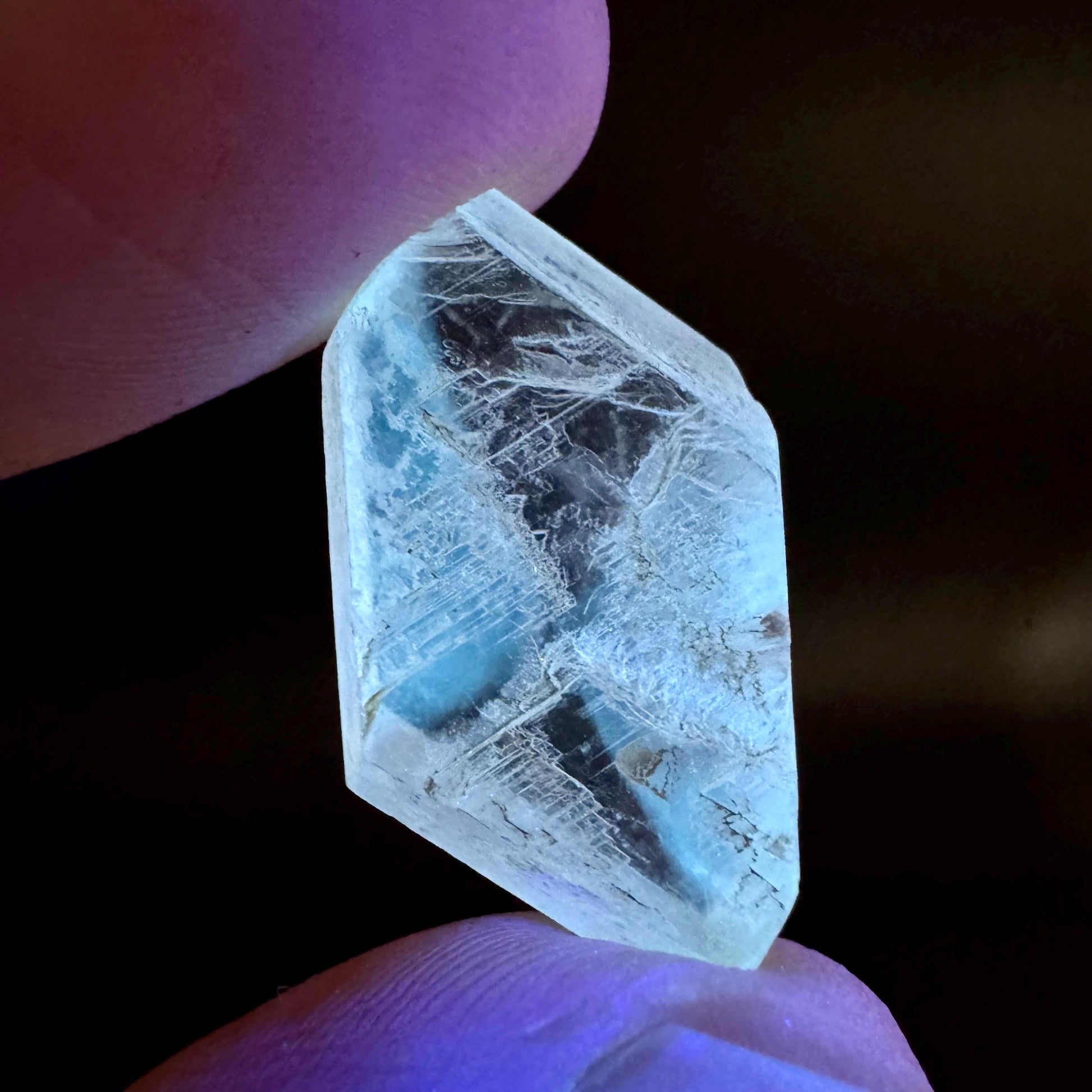 Hourglass Selenite | Phosphorescent UV Reactive Gypsum Crystal from Canada