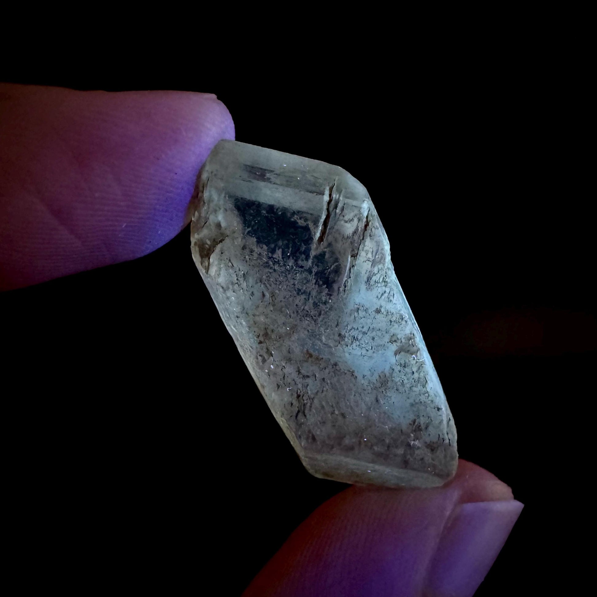Hourglass Selenite | Phosphorescent UV Reactive Gypsum Crystal from Canada