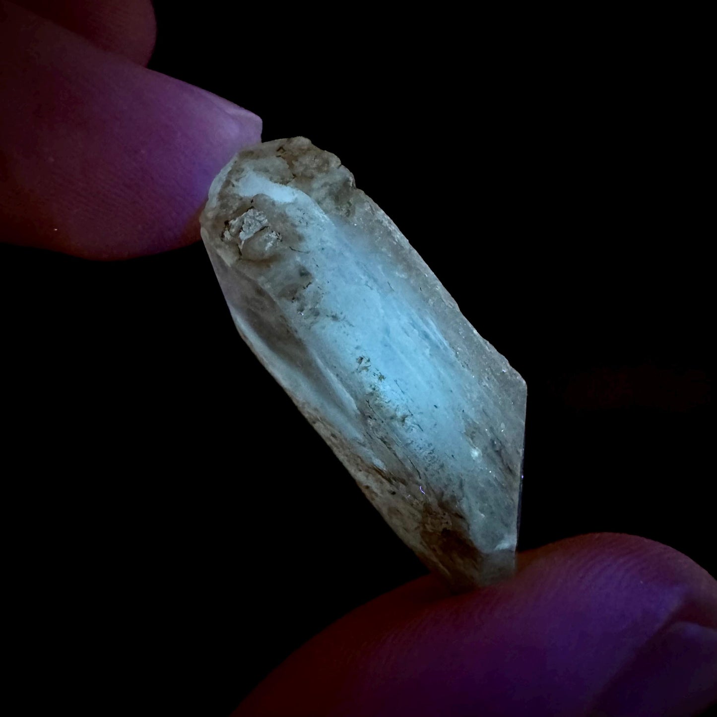 Hourglass Selenite | Phosphorescent UV Reactive Gypsum Crystal from Canada