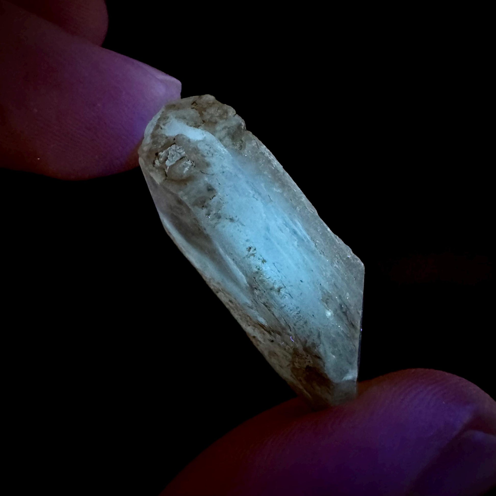 Hourglass Selenite | Phosphorescent UV Reactive Gypsum Crystal from Canada