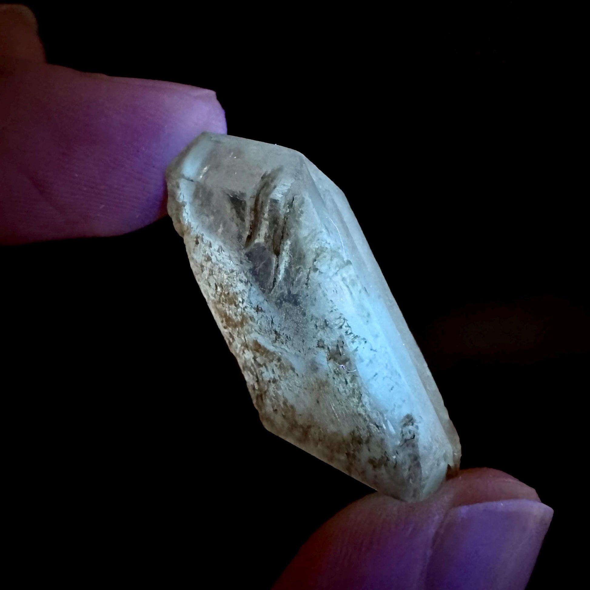 Hourglass Selenite | Phosphorescent UV Reactive Gypsum Crystal from Canada