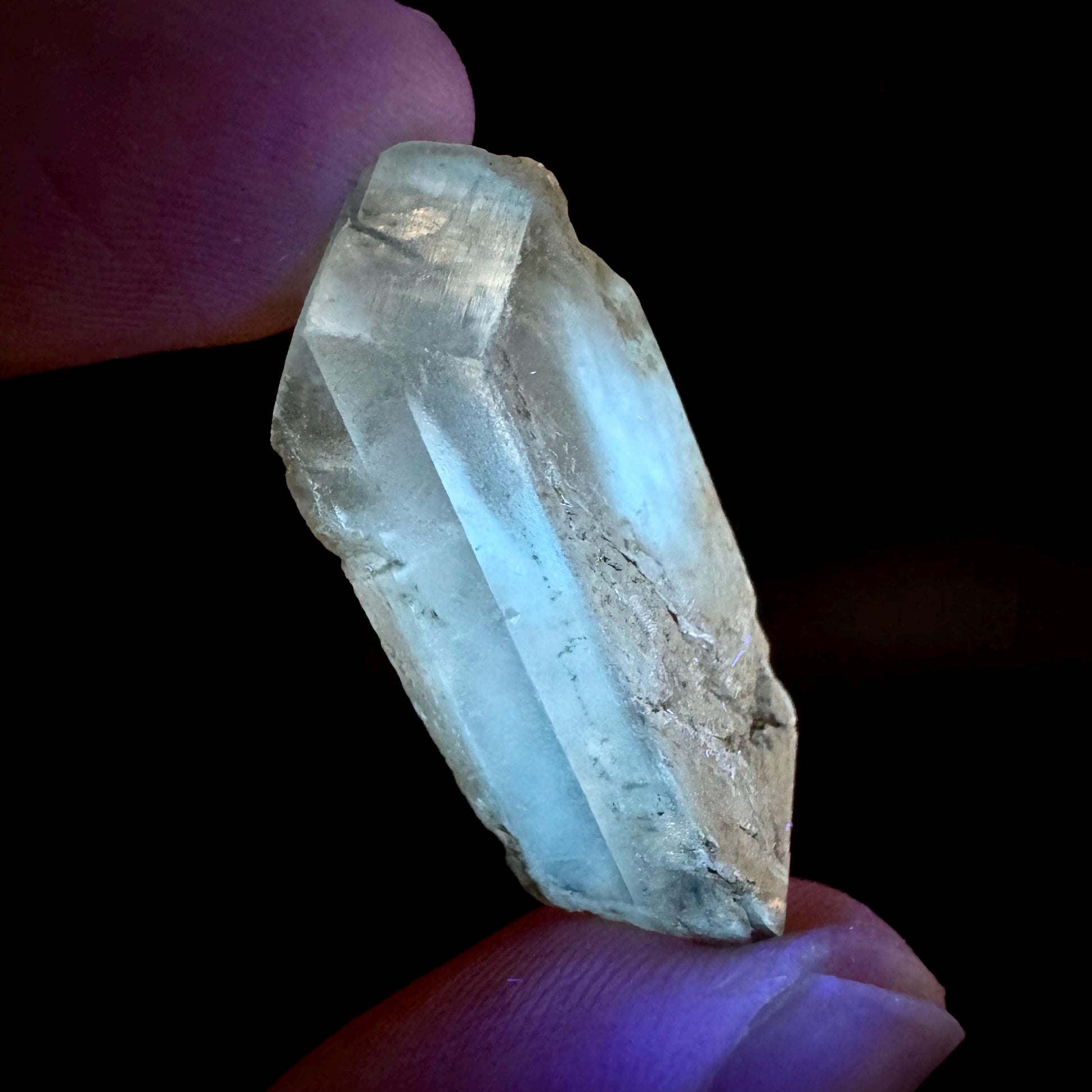 Hourglass Selenite | Phosphorescent UV Reactive Gypsum Crystal from Canada