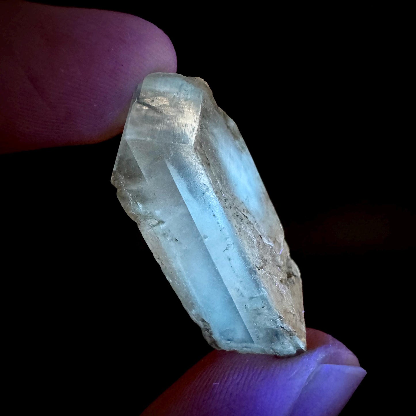 Hourglass Selenite | Phosphorescent UV Reactive Gypsum Crystal from Canada