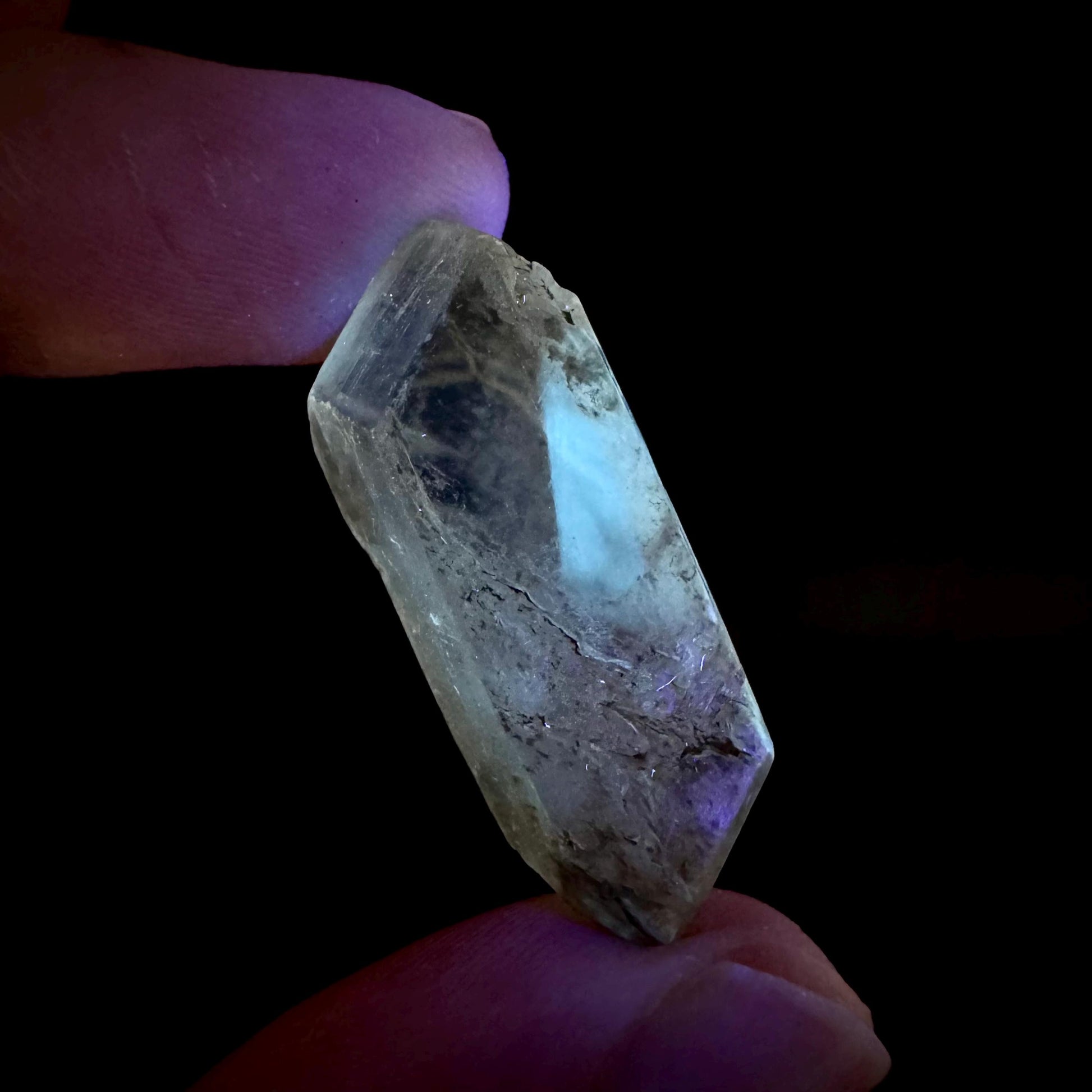 Hourglass Selenite | Phosphorescent UV Reactive Gypsum Crystal from Canada