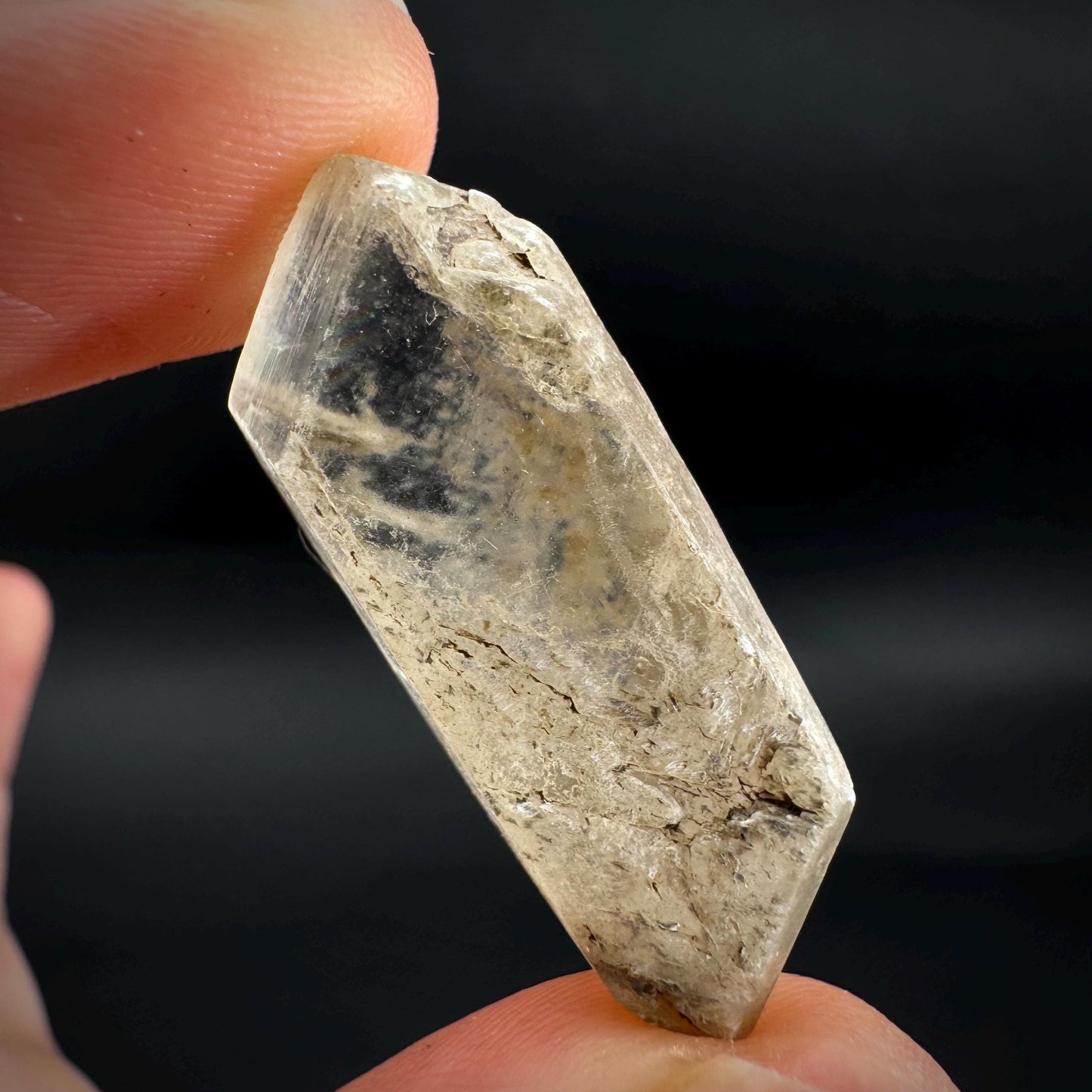 Hourglass Selenite | Phosphorescent UV Reactive Gypsum Crystal from Canada