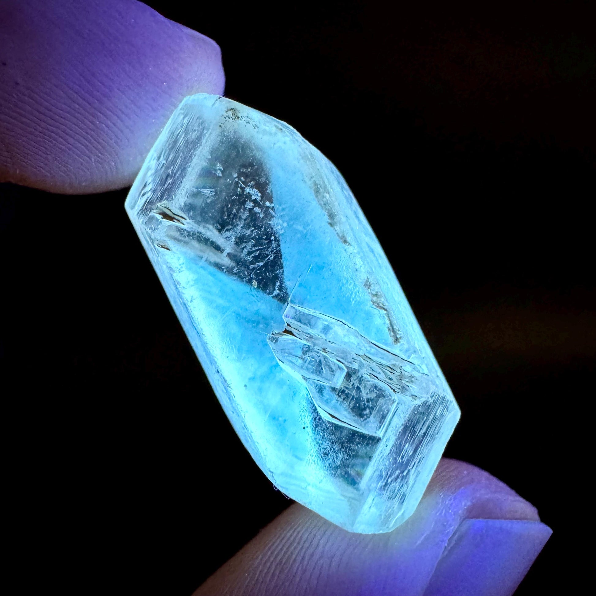 Hourglass Selenite | Phosphorescent UV Reactive Gypsum Crystal from Canada